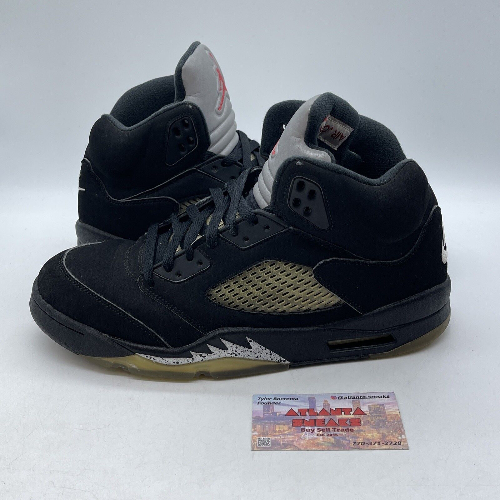 Size 10 - Jordan 5 OG Mid Metallic Silver Black Grey Red Suede (845035-003)