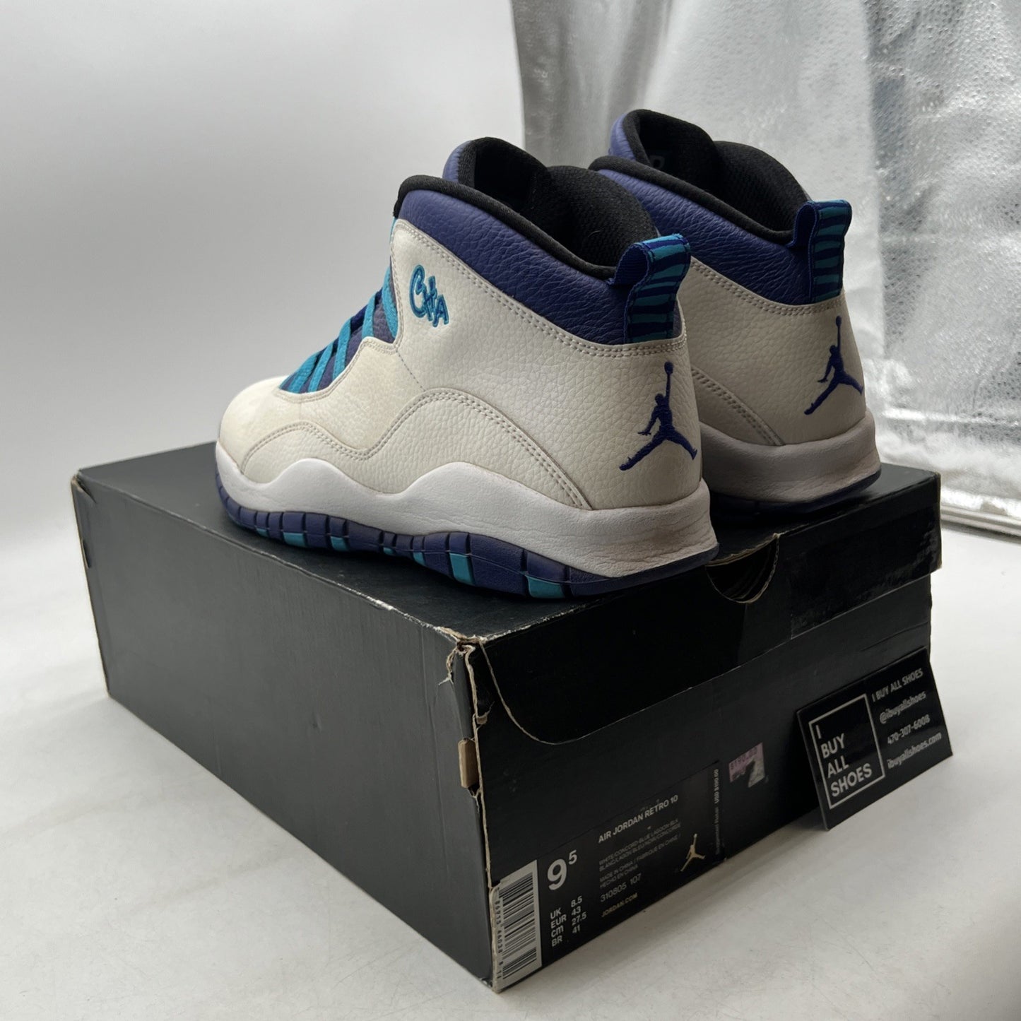 Size 9.5 - Air Jordan 10 Retro Charlotte Hornets (310805-107)