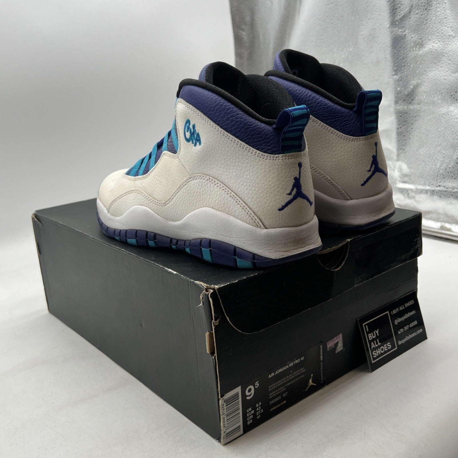 Size 9.5 - Air Jordan 10 Retro Charlotte Hornets (310805-107)