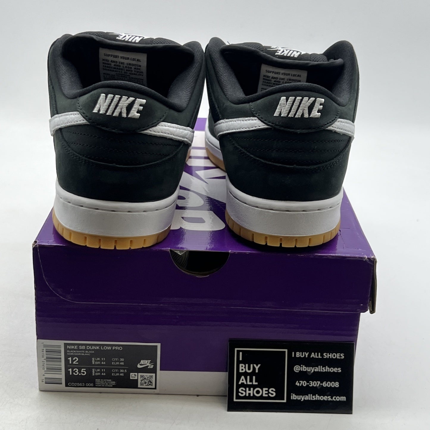 Size 12 - Nike Dunk Low SB Black Gum (CD2563-006)