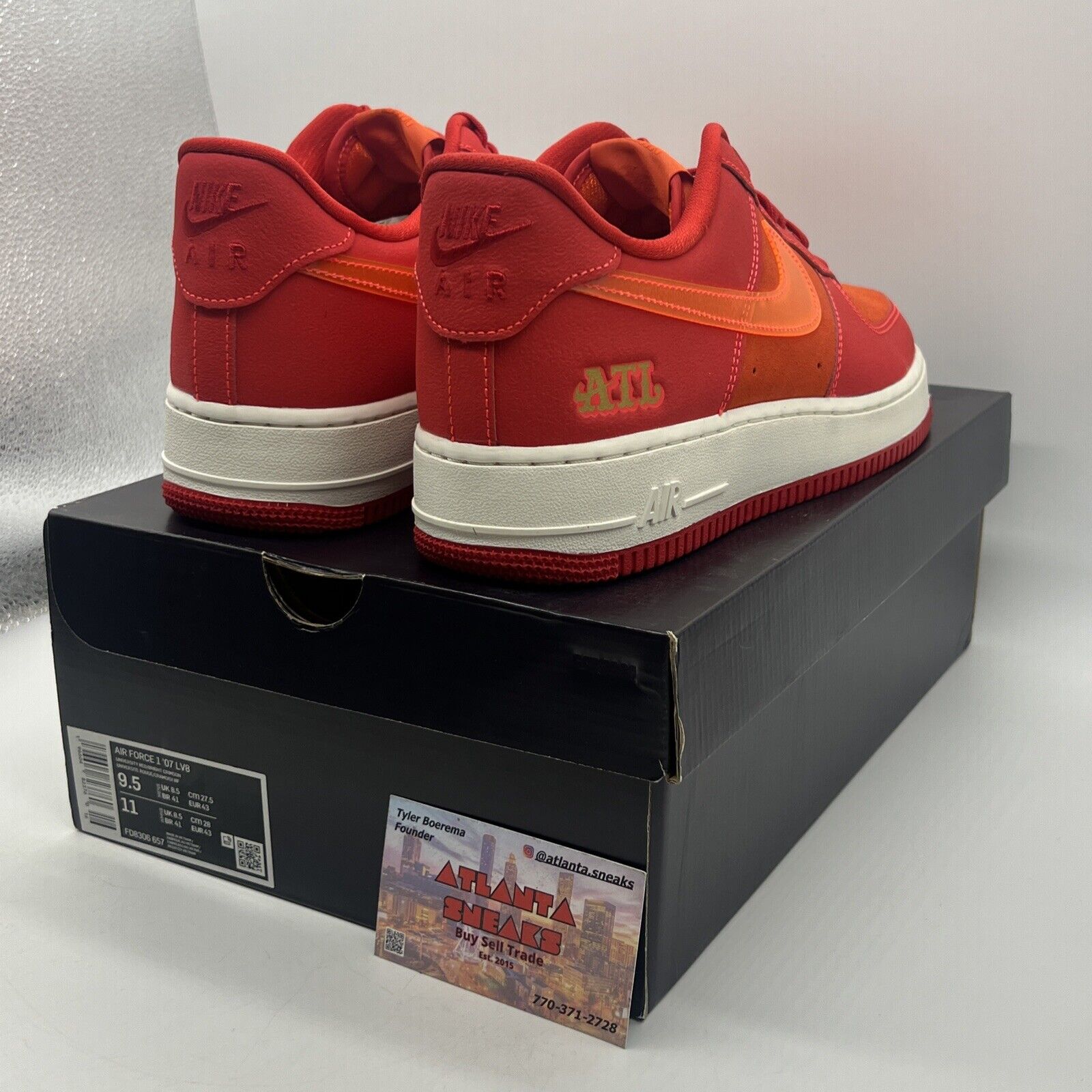 Size 9.5 - Nike Air Force 1 '07 ATL Suede Leather Orange (FD8306-657)