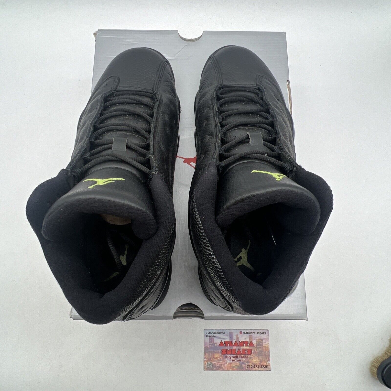 Size 8.5 - Air Jordan 13 Retro 2017 Altitude Black Leather  Lime (414571-042)