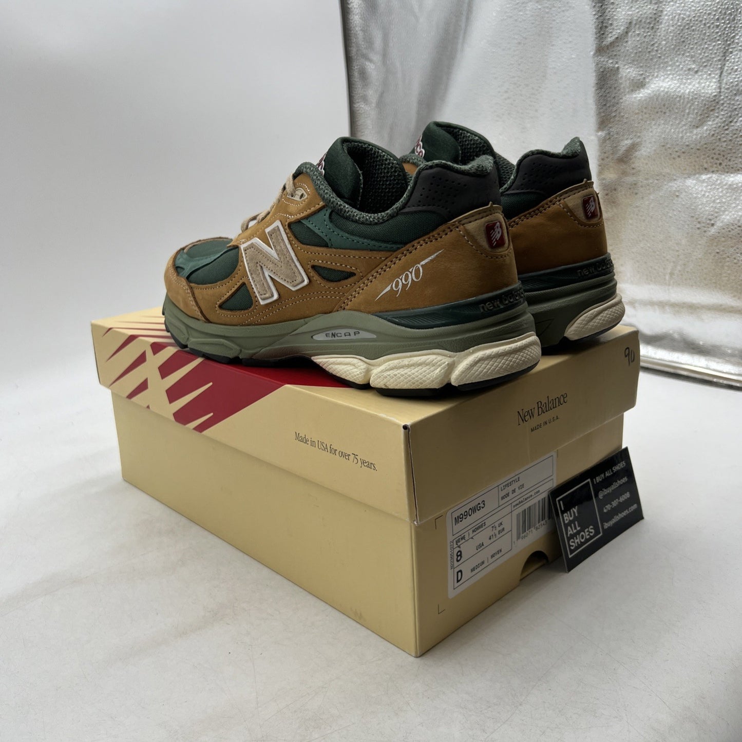 Size 8 - New Balance Teddy Santis x 990v3 Made in USA Tan Green (M990WG3)