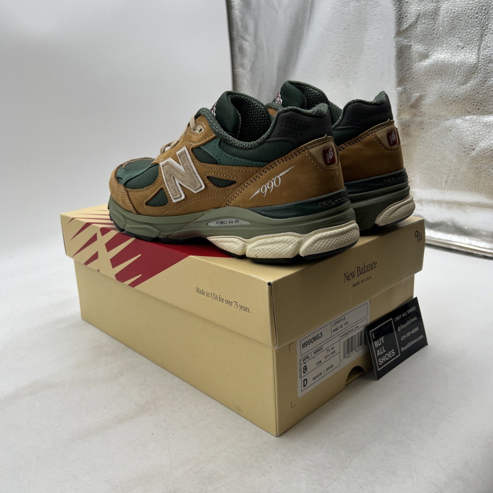 Size 8 - New Balance Teddy Santis x 990v3 Made in USA Tan Green (M990WG3)