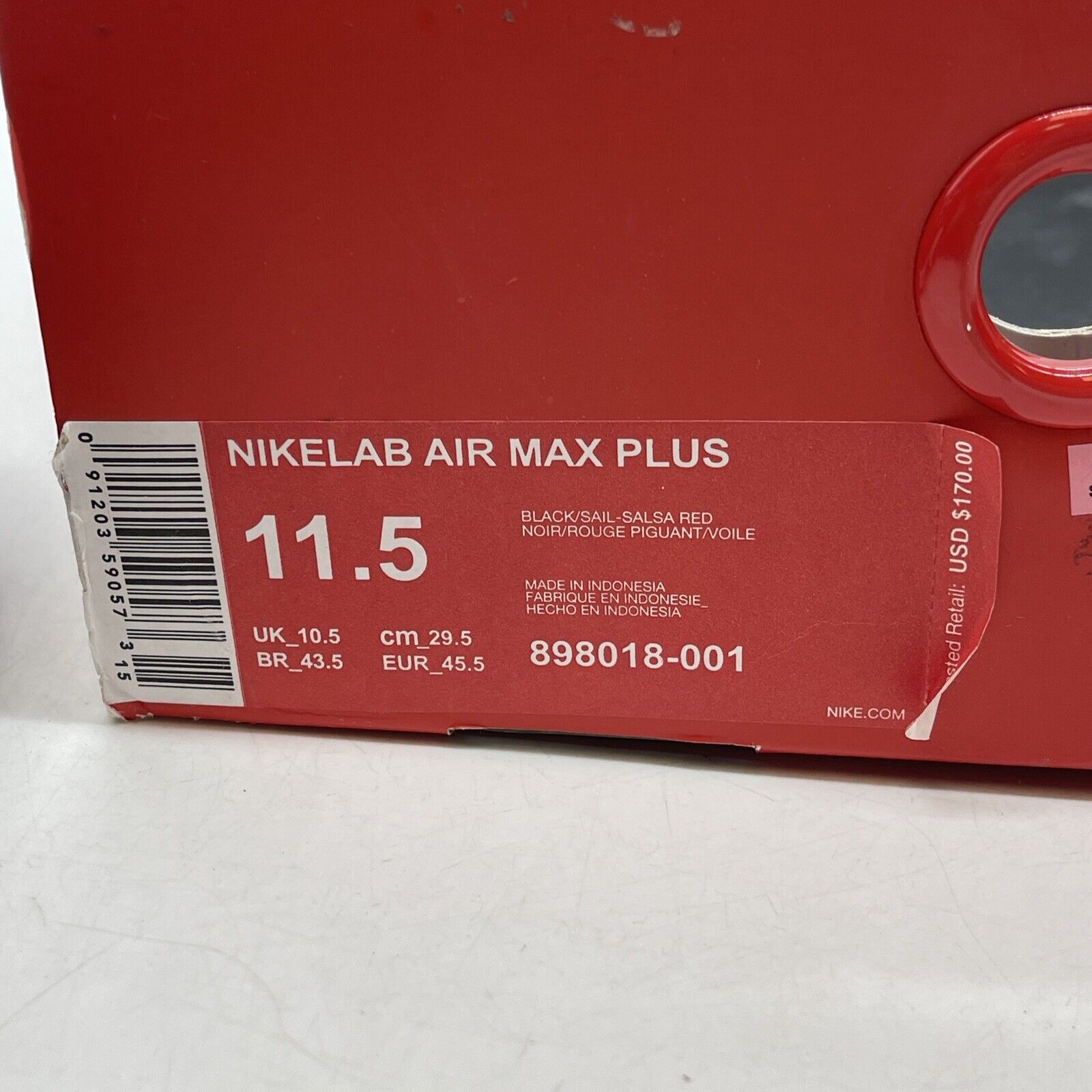 Size 11.5 - NikeLab Air Max Plus Black Sail White Suede Leather (898018-001)