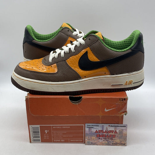 Size 9.5 - Nike Air Force 1 Premium Super Bowl Brown Black Leather (312945-801)