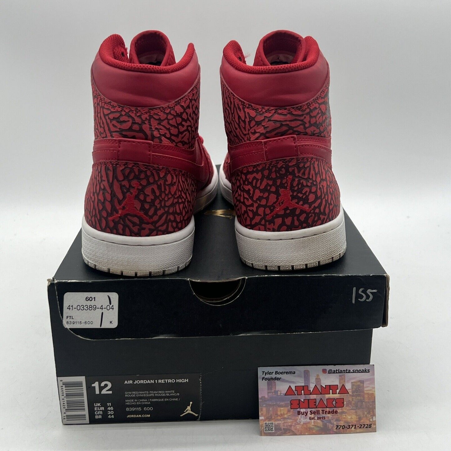 Size 12 - Air Jordan 1 Retro High Red Elephant Leathe Black (839115-600)