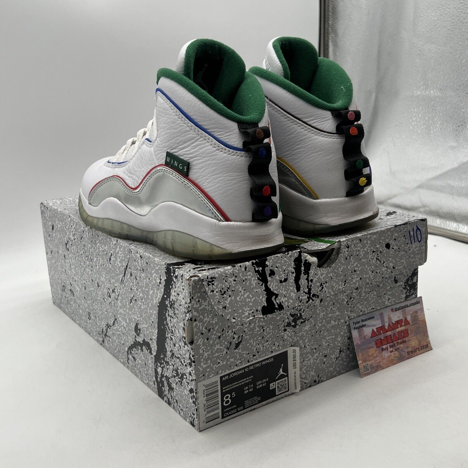 Size 8.5 - Air Jordan 10 Retro Wings White Green Leather (CK4352-103)