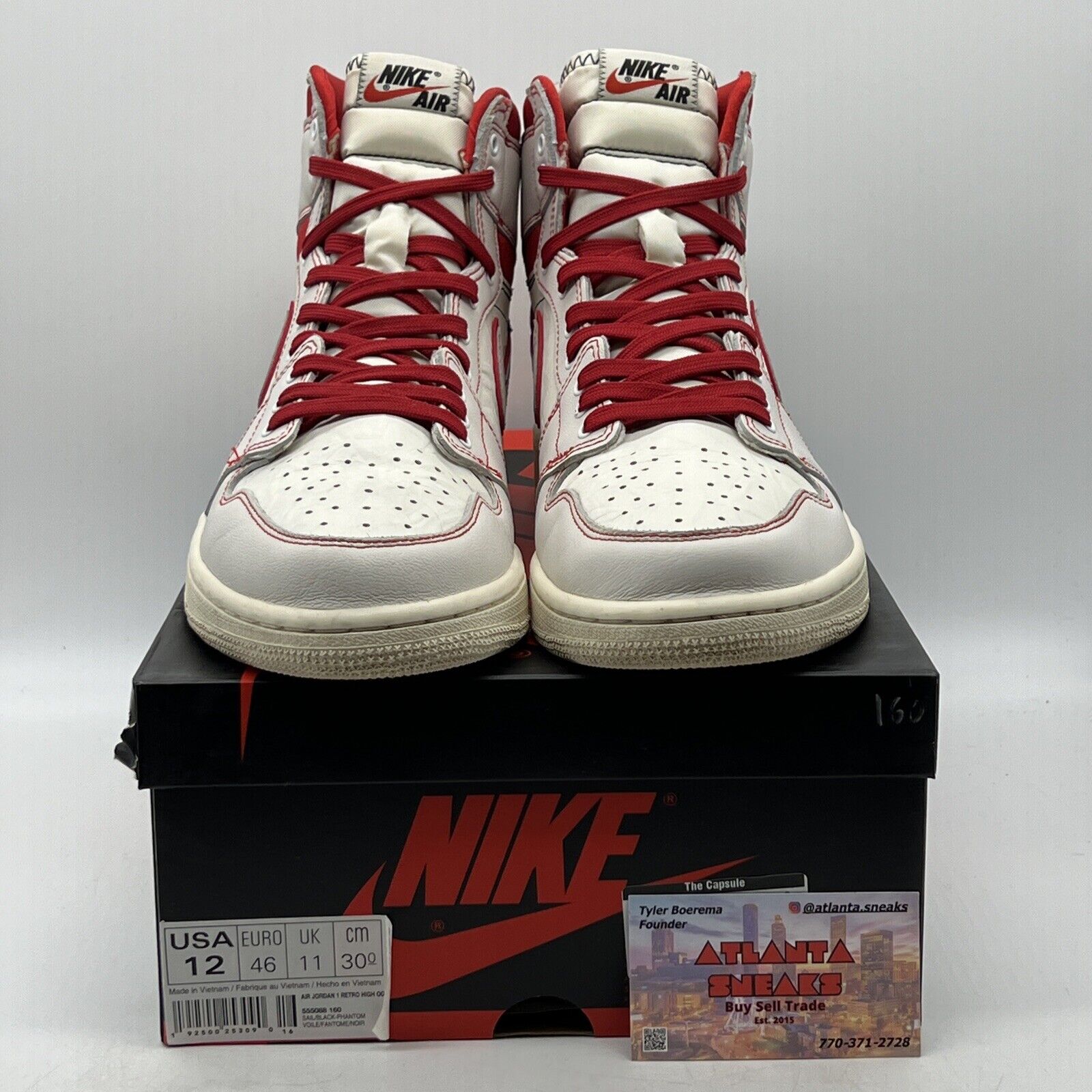Size 12 - Air Jordan 1 Retro OG High Phantom Red White Black Leather 555088-160