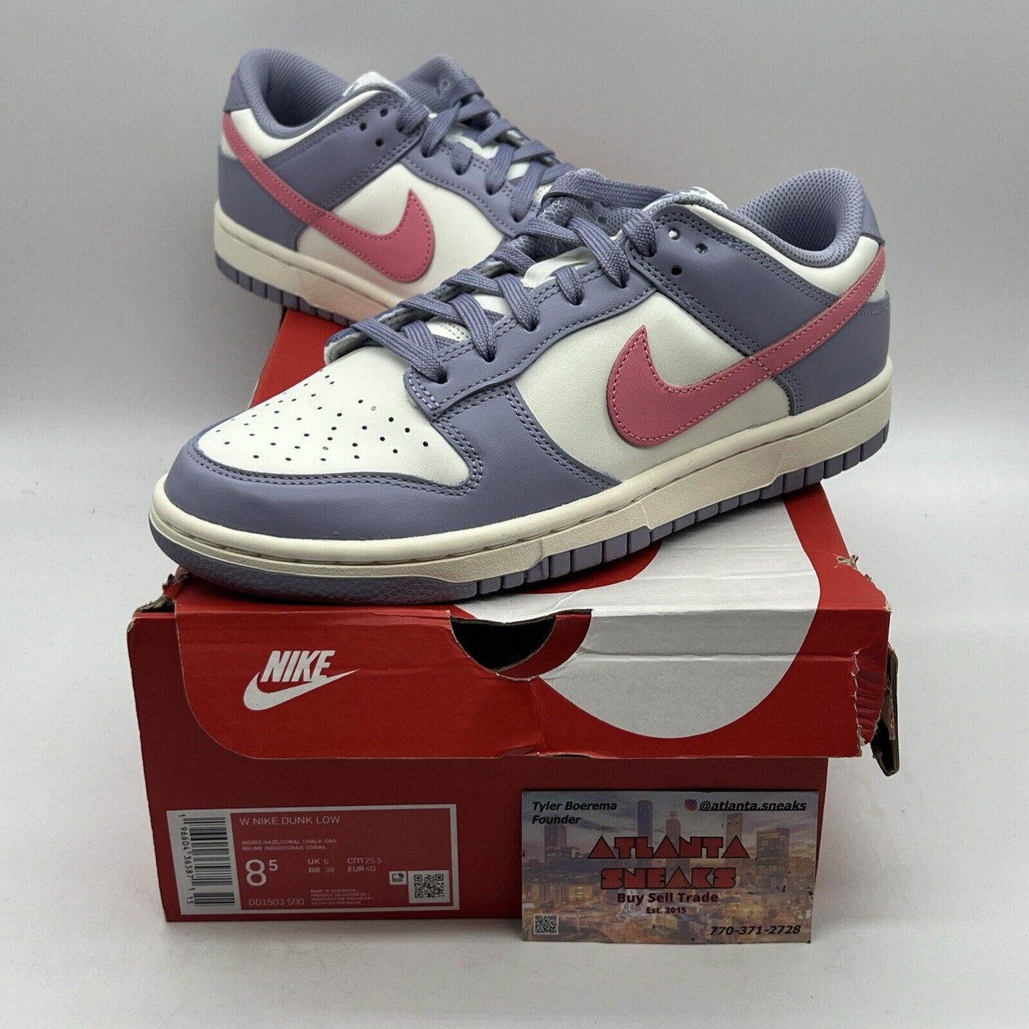 Size 8.5 - Nike Dunk Low Indigo Haze/Coral Chalk/Sail 2023