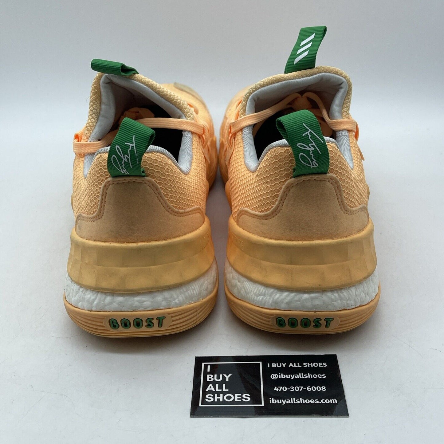 Size 13.5 - adidas Trae Young 1 Peachtree Orange Green White Suede (GW3639)