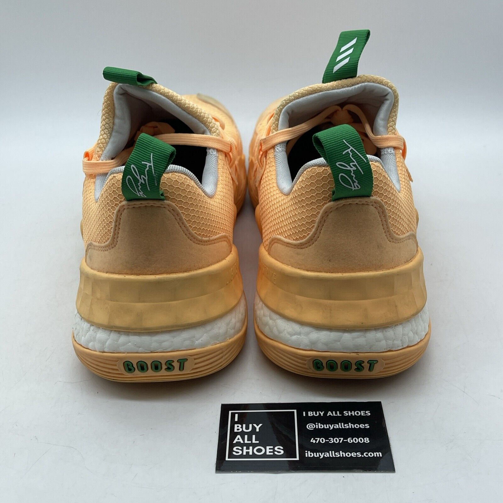 Size 13.5 - adidas Trae Young 1 Peachtree Orange Green White Suede (GW3639)