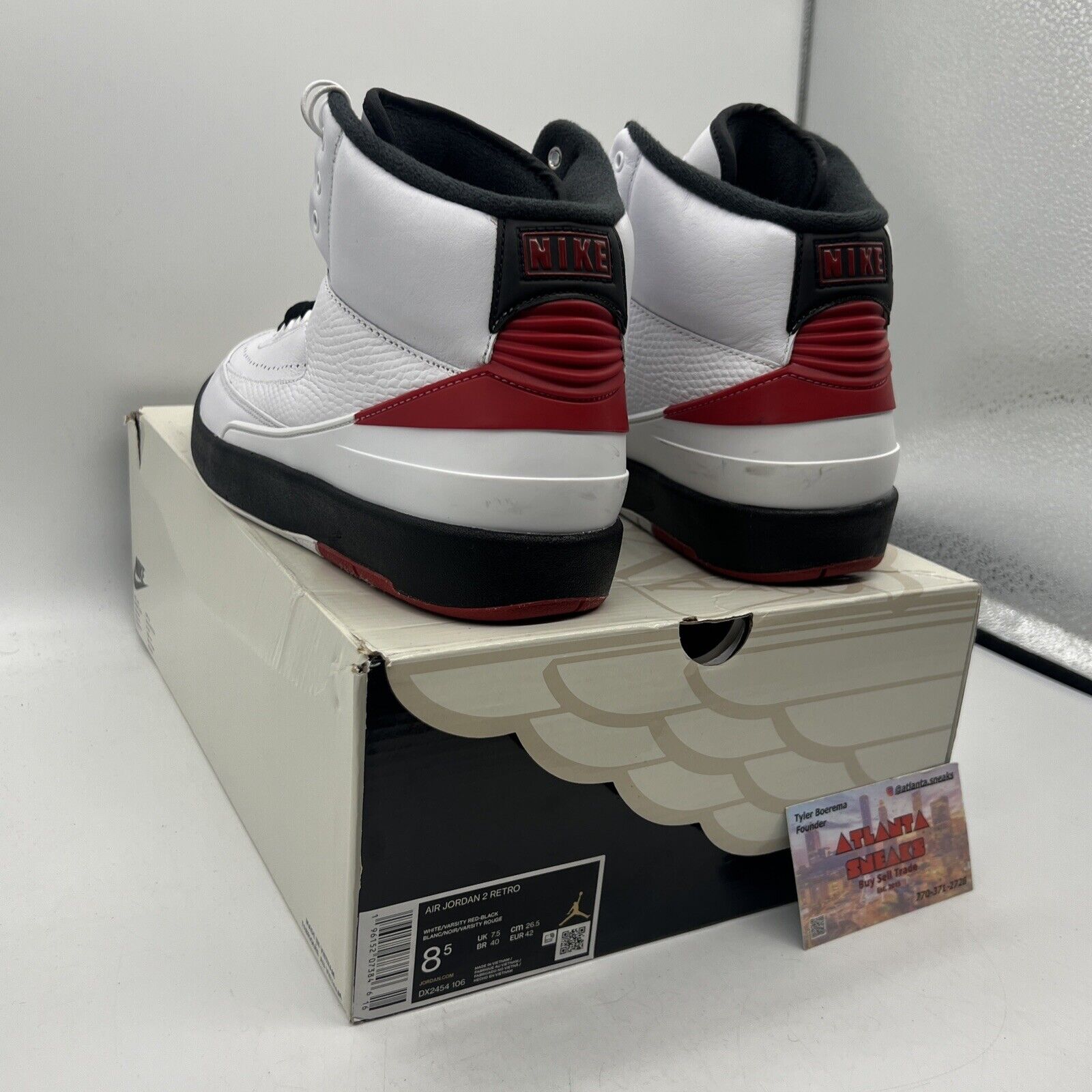 Size 8.5 - Jordan 2 Retro Mid Chicago Black White Red Leather (DX2454-106)