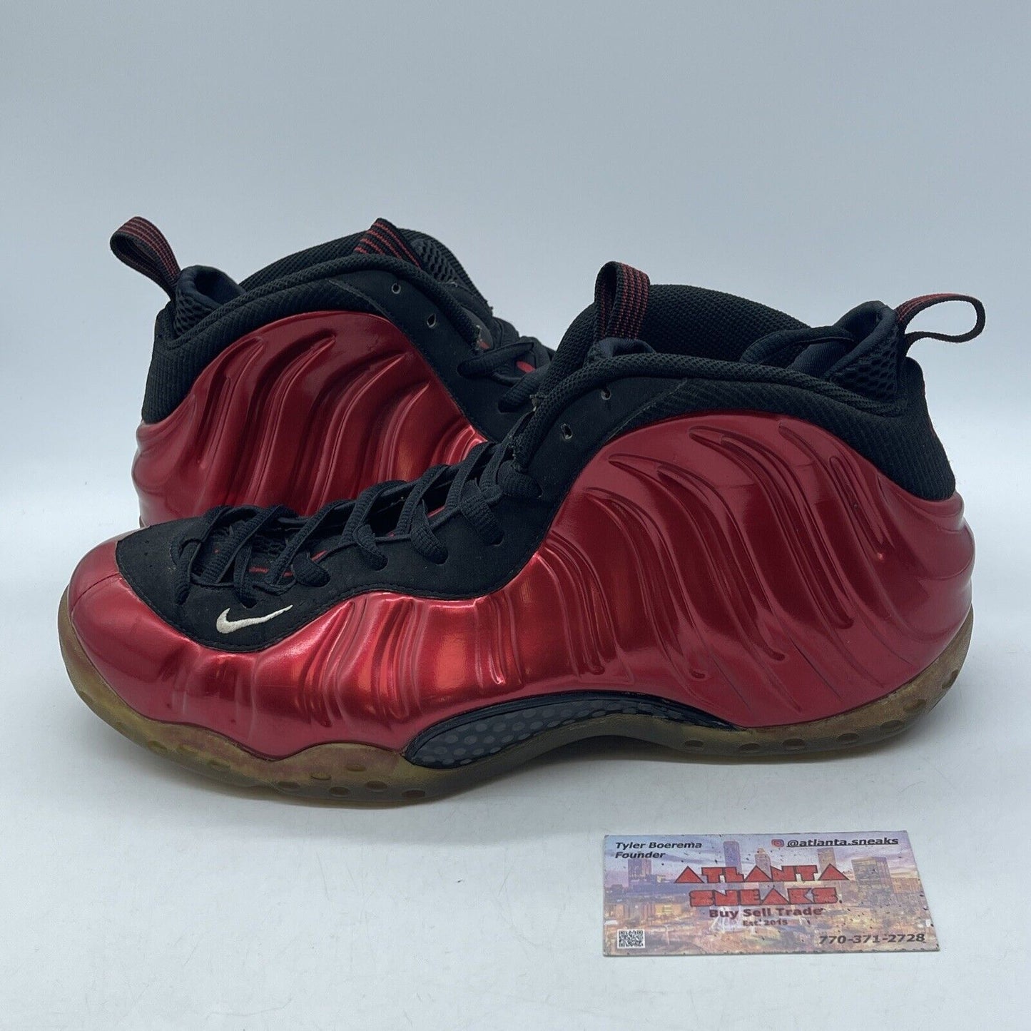 Size 10.5 - Nike Air Foamposite One 2012 Metallic Red Leather Black (314996-610)