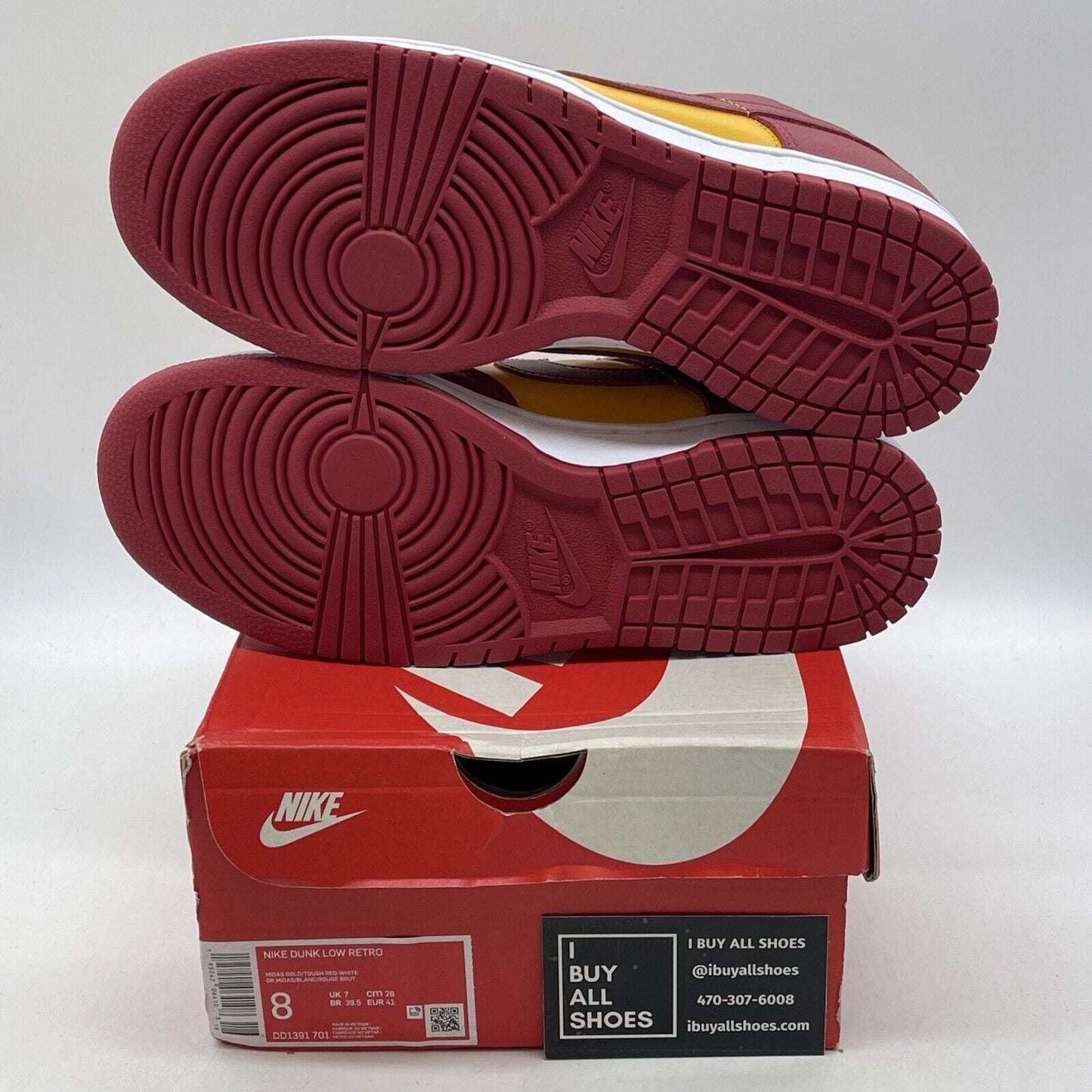 Size 8 - Nike Dunk Low USC Red Yellow White Leather (DD1391-701)
