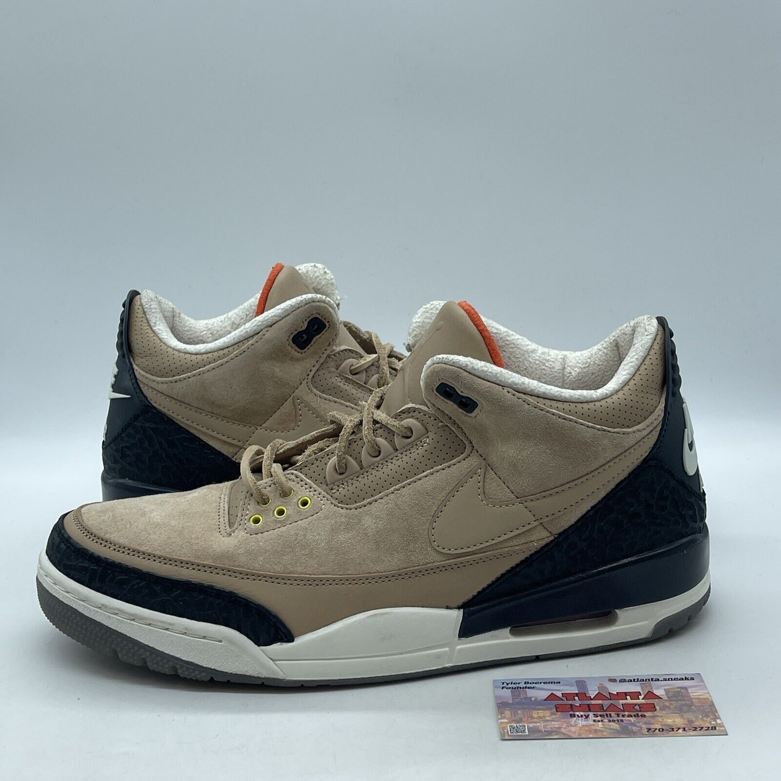 Size 12 - Air Jordan 3 Retro JTH NRG Bio Beige Black White Orange (AV6683-200)