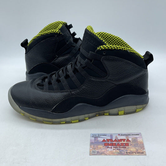 Size 9 - Air Jordan 10 Retro Venom Black Neon Yellow Suede Leather (310805-033)