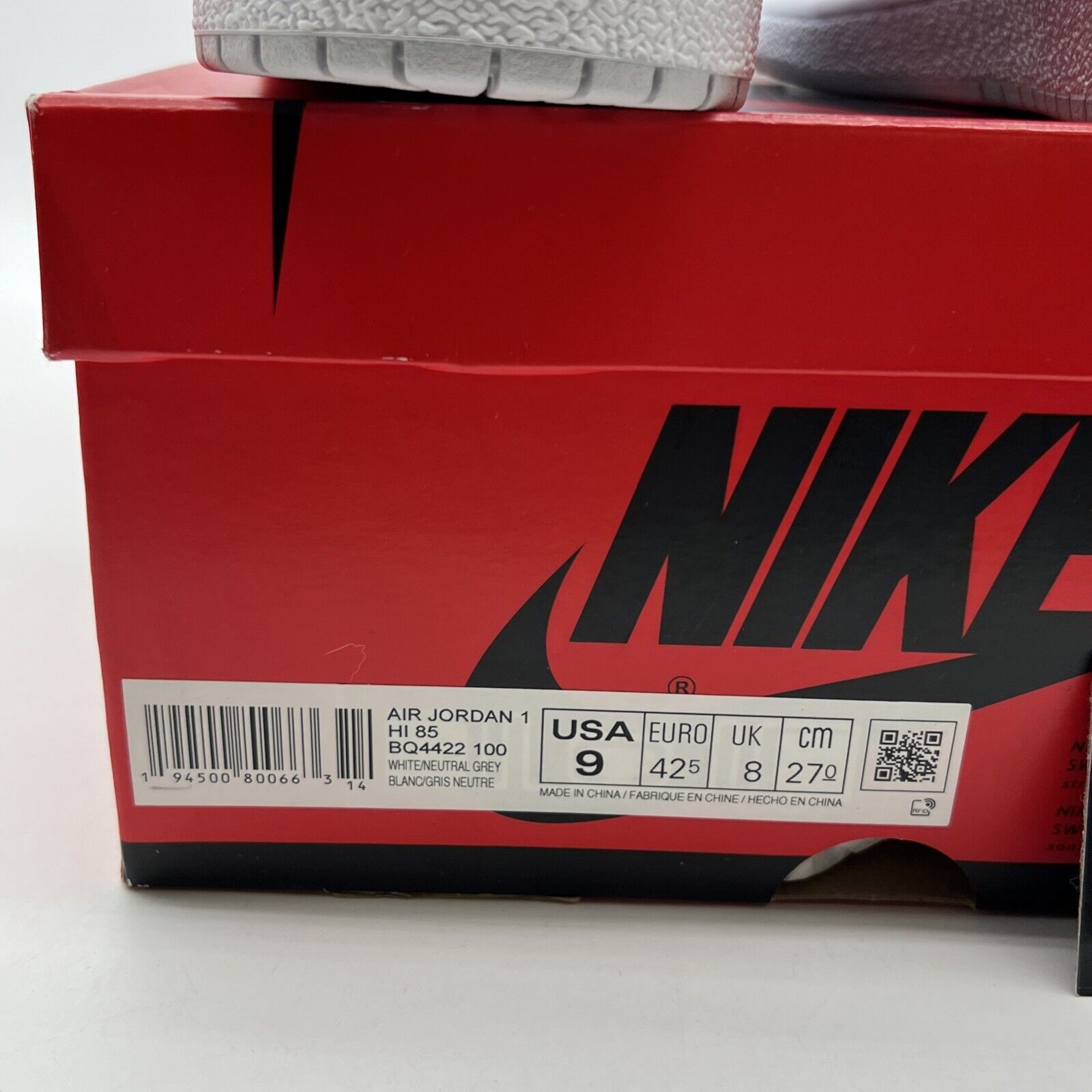 Size 9 - Air Jordan 1 Retro High 85 OG Neutral Gray (BQ4422-100)