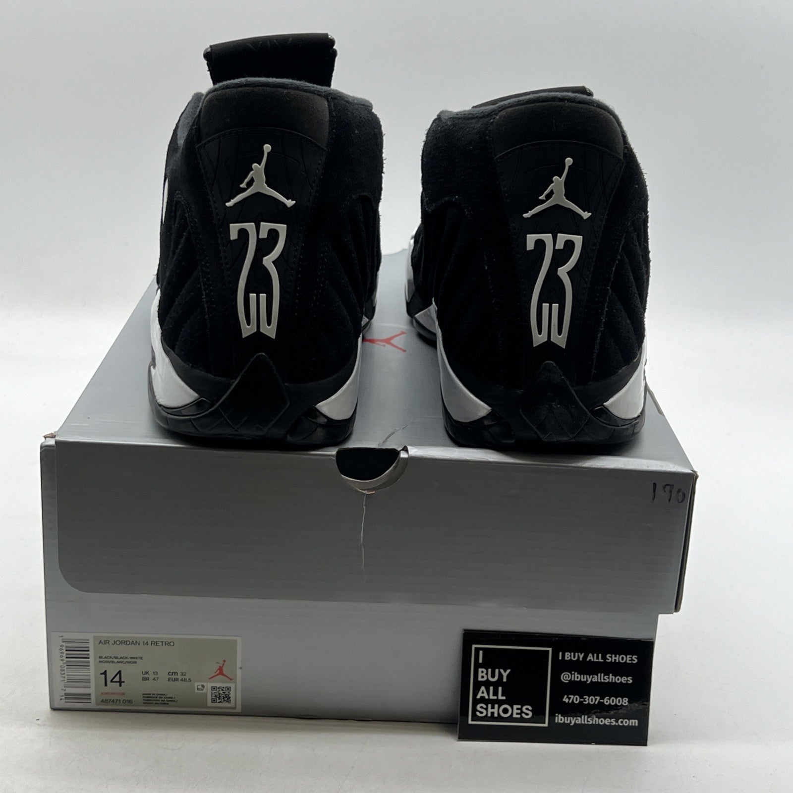 Size 14 - Air Jordan 14 Retro Black White (487471-016)
