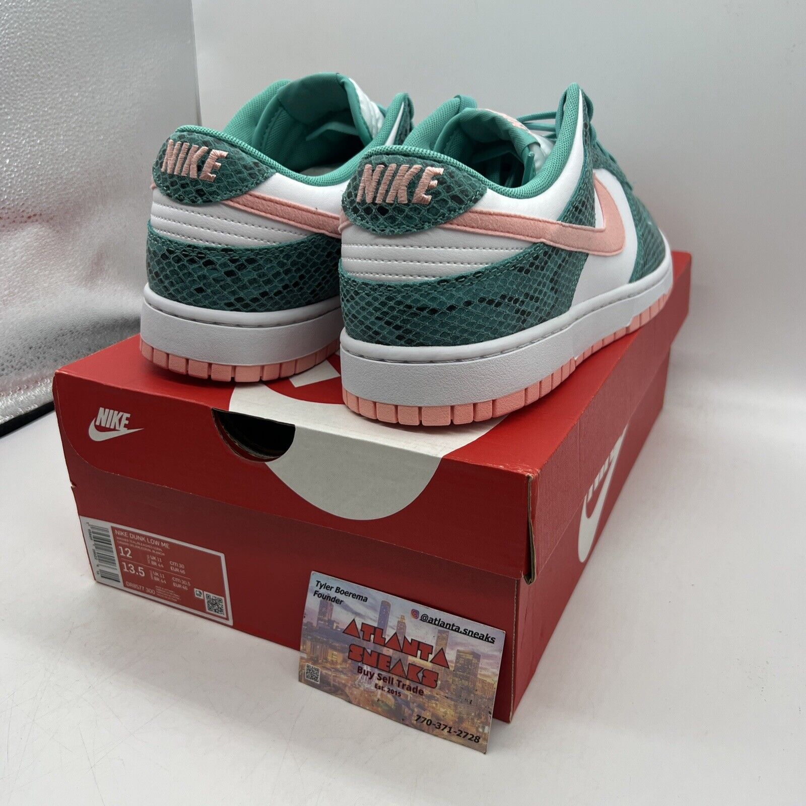Size 12 - Nike Dunk Low Washed Teal Snakeskin 2022 Brand New Og All