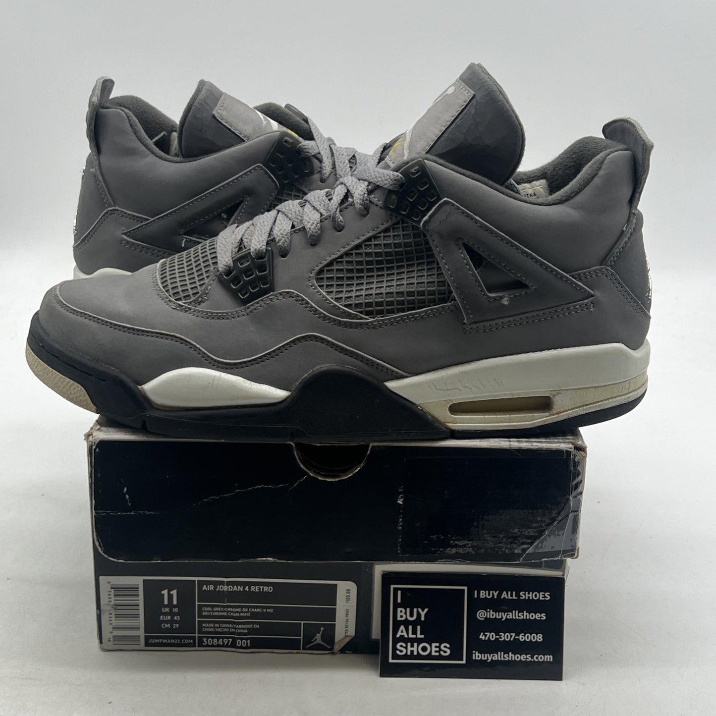Size 11 - Air Jordan 4 Retro 2004 Cool Grey (308497-001)