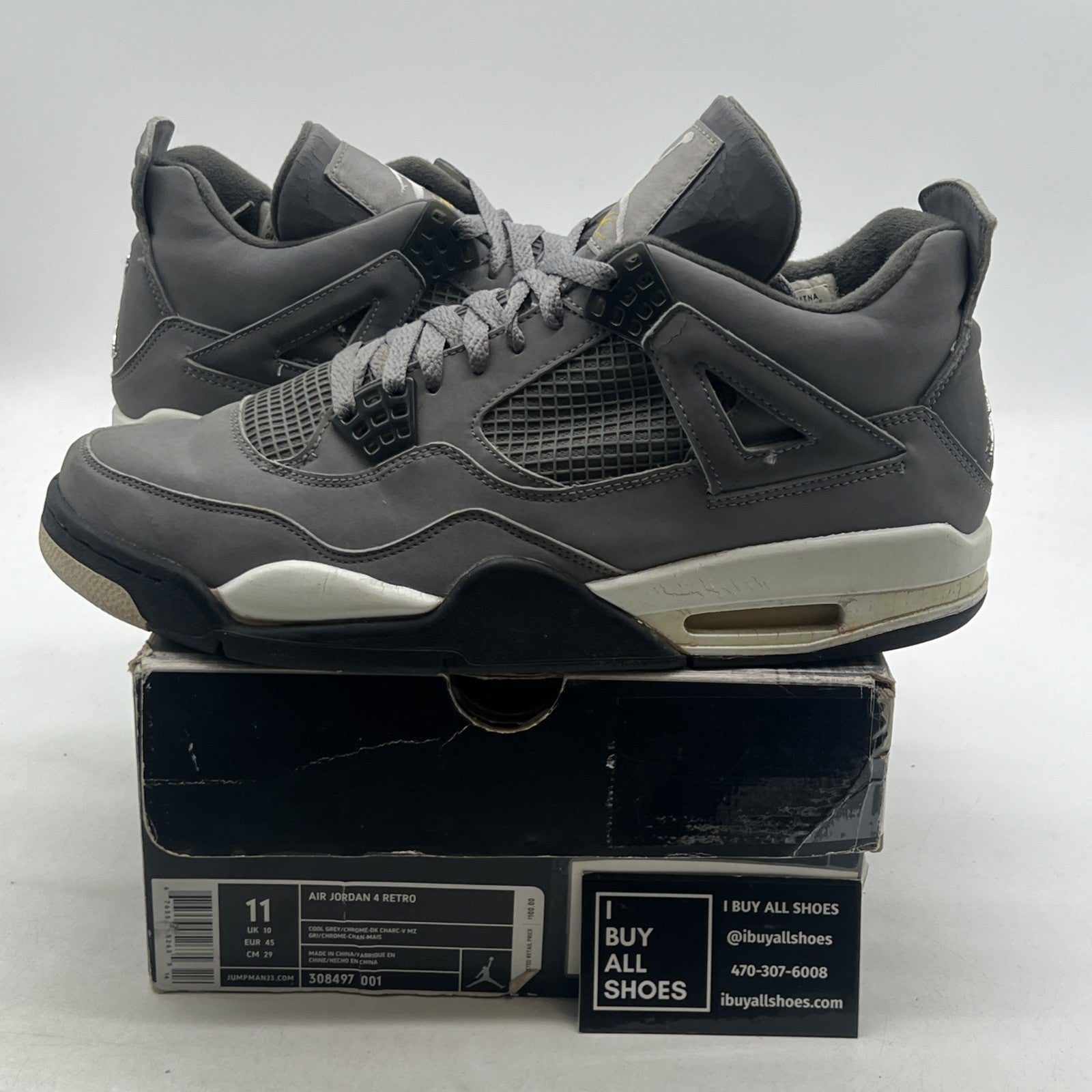 Size 11 - Air Jordan 4 Retro 2004 Cool Grey (308497-001)