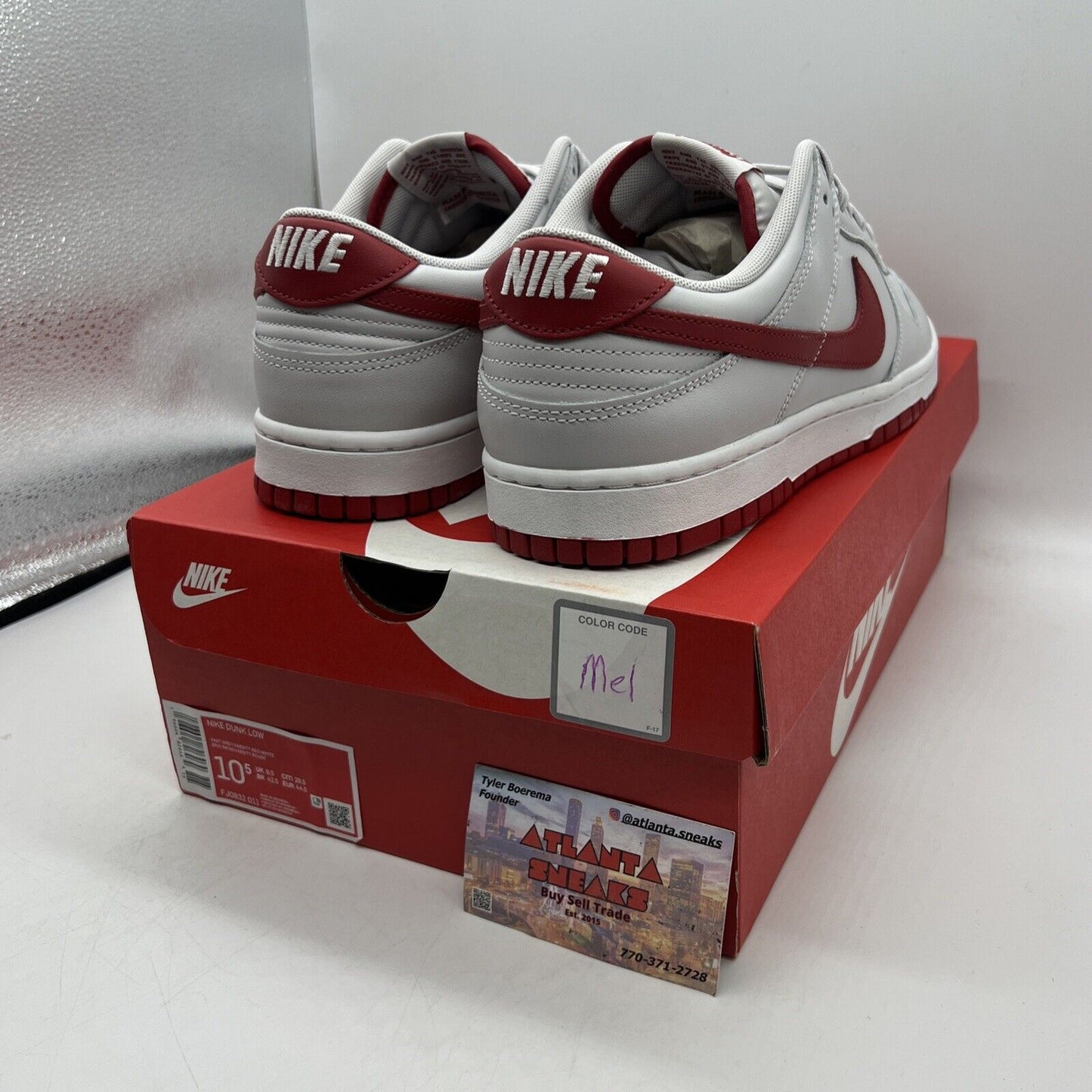 Size 10.5 - Nike Dunk Low Vast Grey Varsity Red Brand New Og All