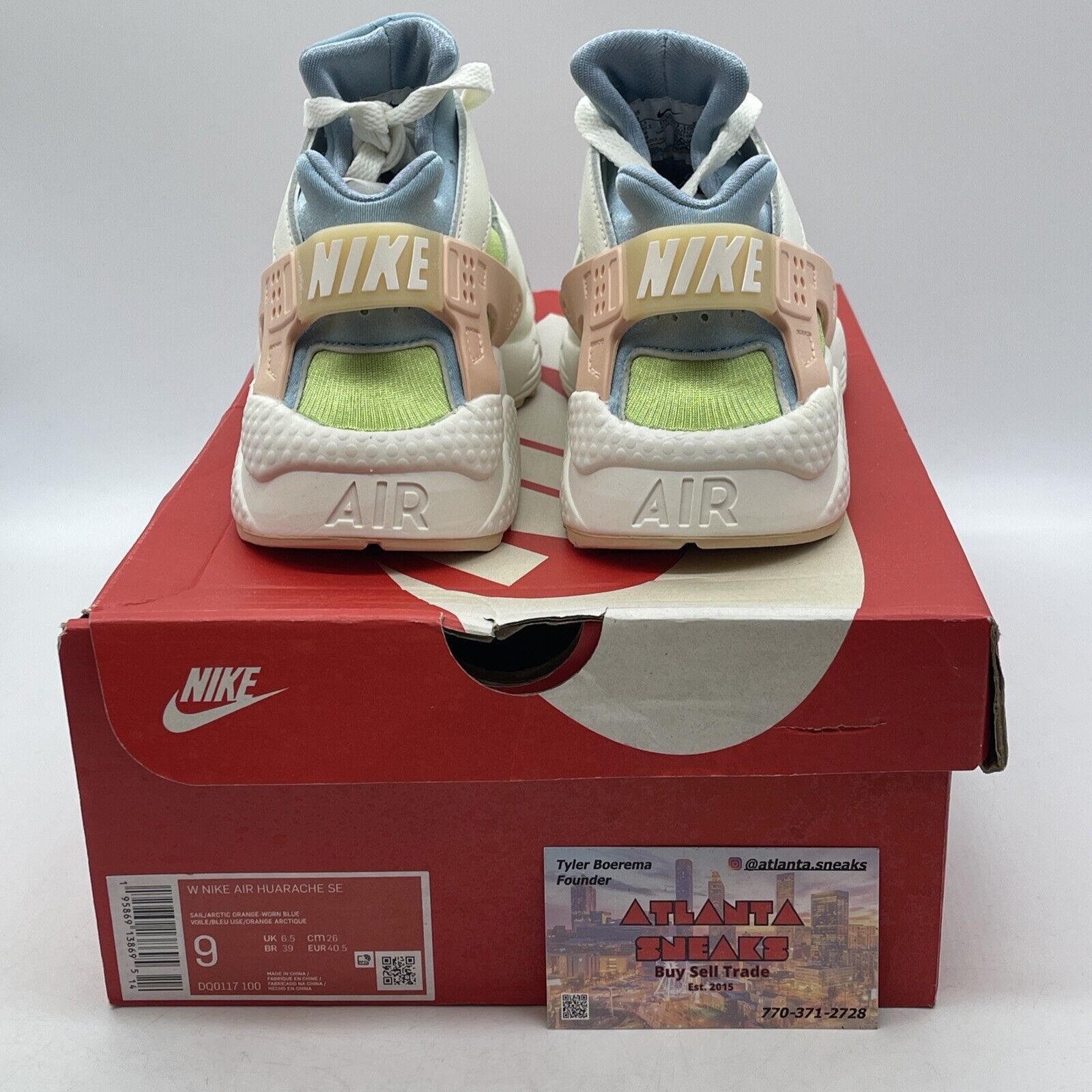 Size 9W - Nike Air Huarache SE Sun Club White Blue Leather Suede (DQ0117-100)