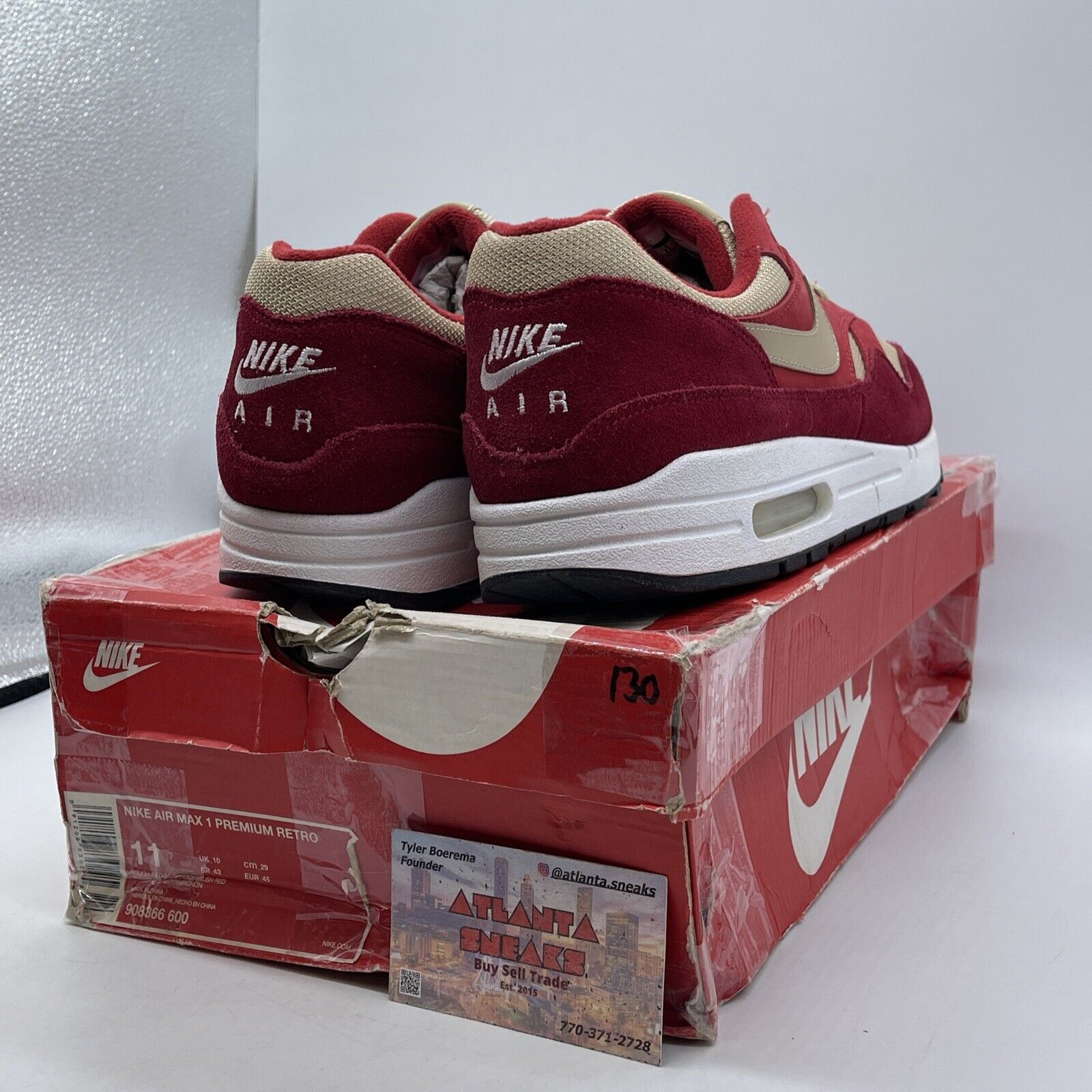 Size 11 - Nike Air Max 1 Premium Retro Red Curry Brown Suede (908366-600)