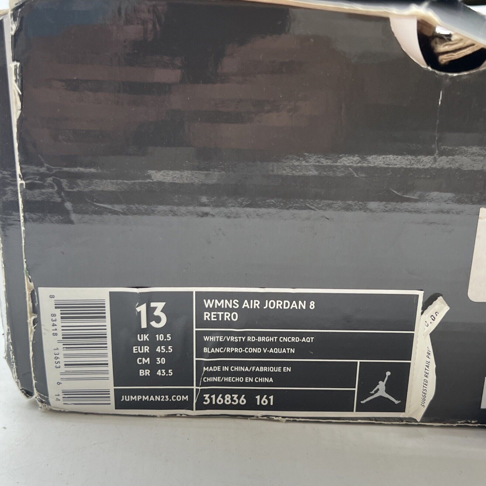 Size 13 - Air Jordan 8 Retro White Aqua W (316836-161)