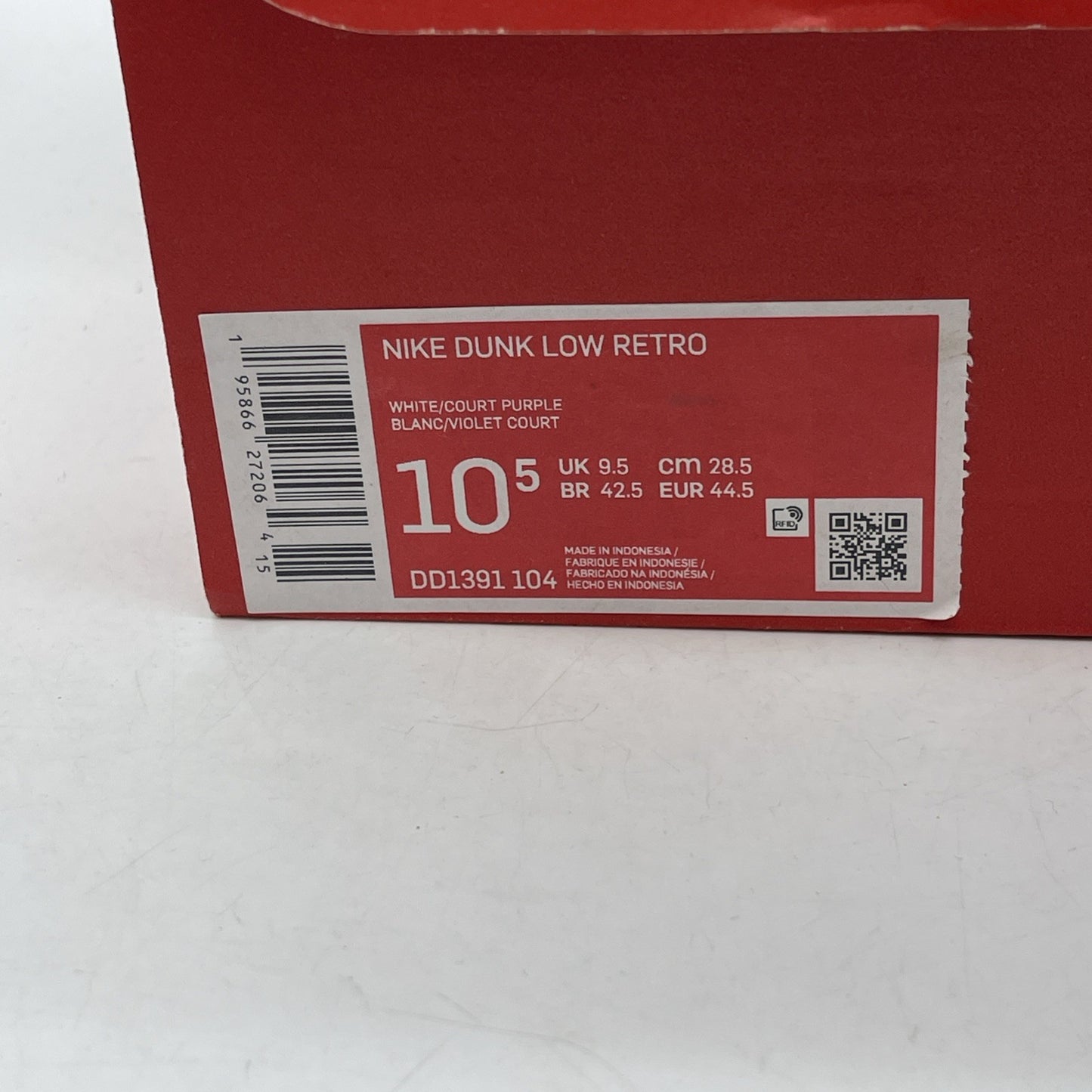 Size 10.5 - Nike Dunk Low Retro Court Purple 2022 White Leather (DD1391-104)