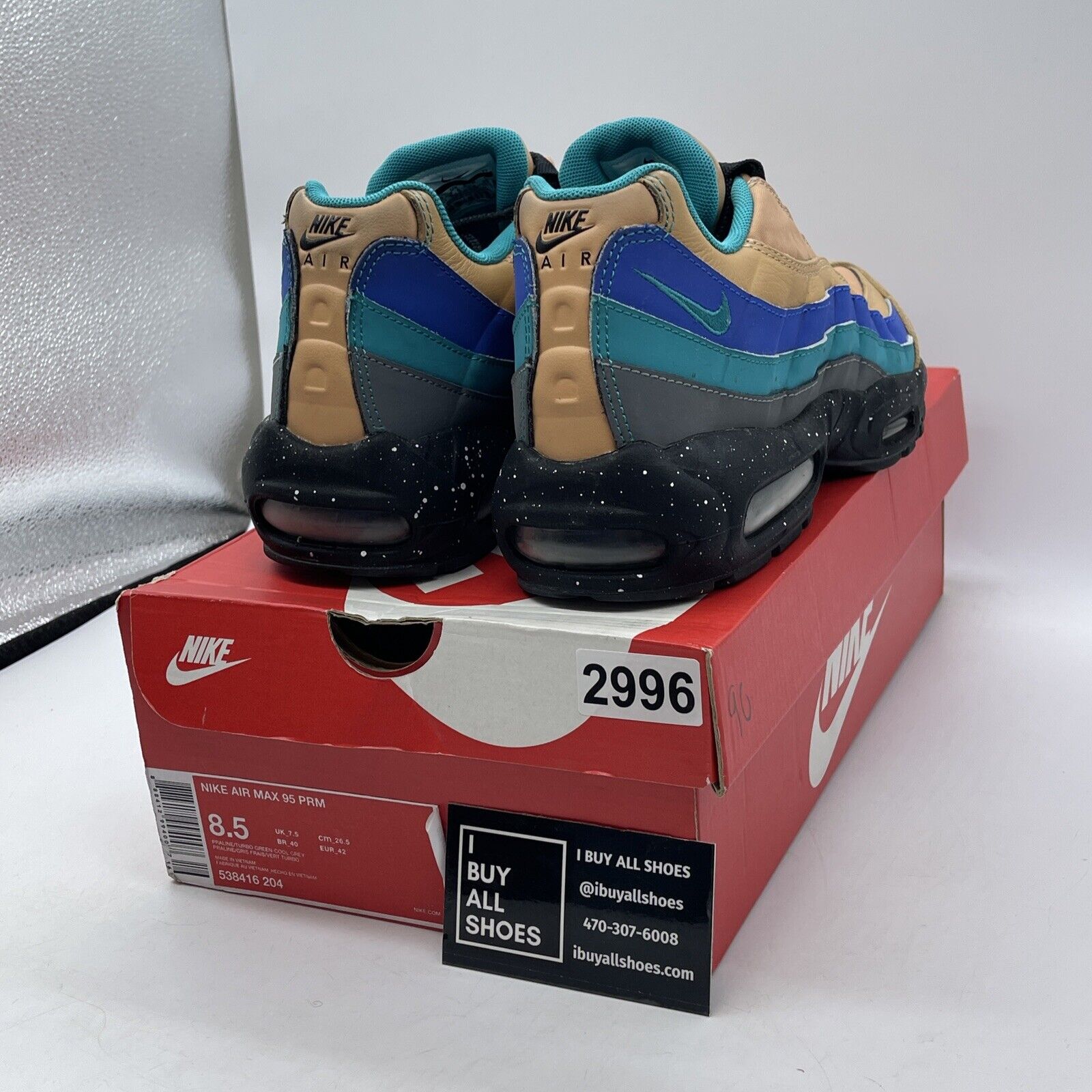 Size 8.5 - Nike Air Max 95 Premium Mega Blue Brown Suede Leather (538416-204)