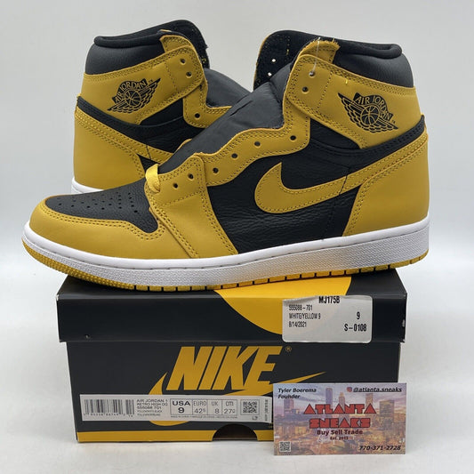 Size 9 - Jordan 1 Retro OG High Pollen Yellow Black White Leather (555088-701)