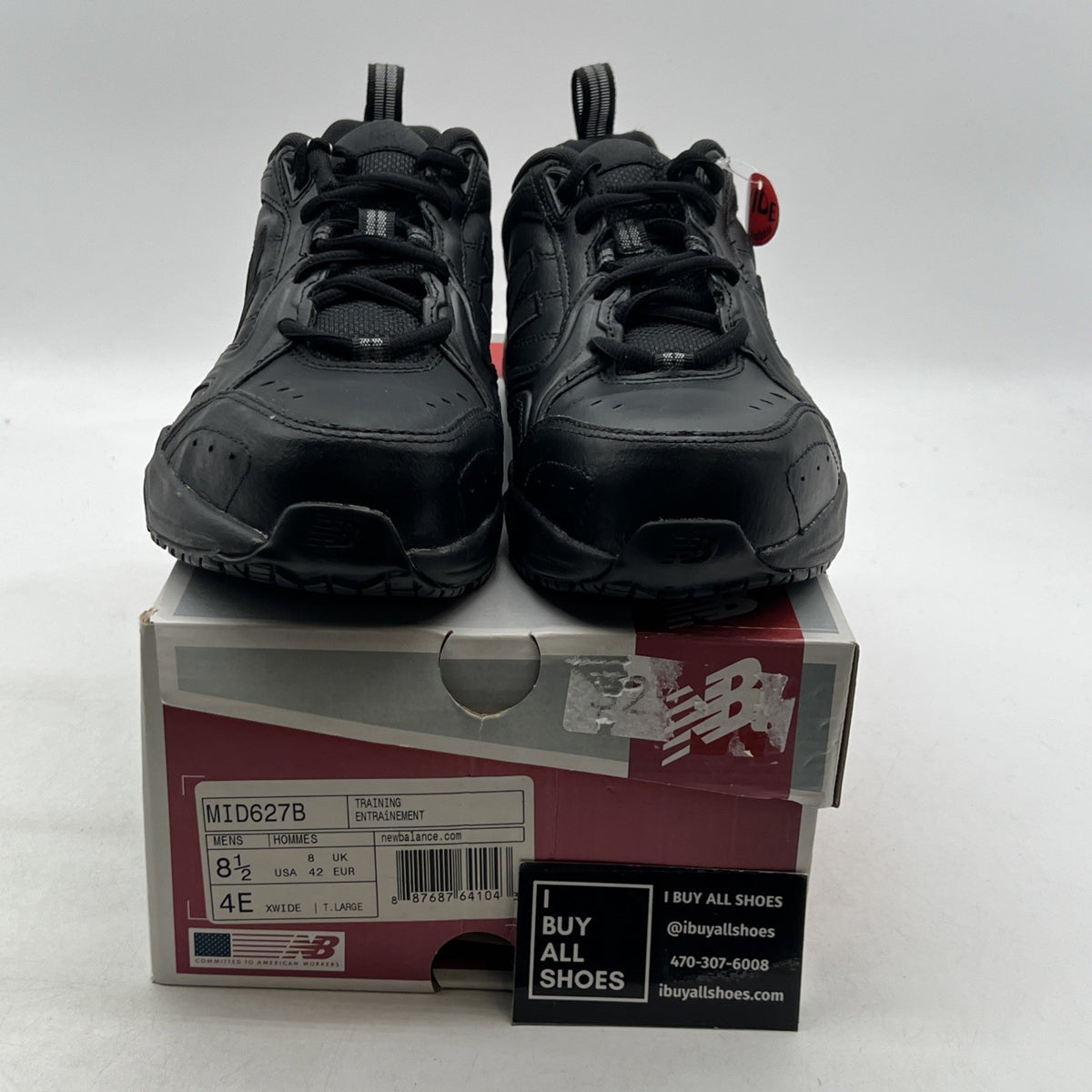 Size 8.5 - New Balance Steel Toe 627 Leather Triple Black (MID627B)
