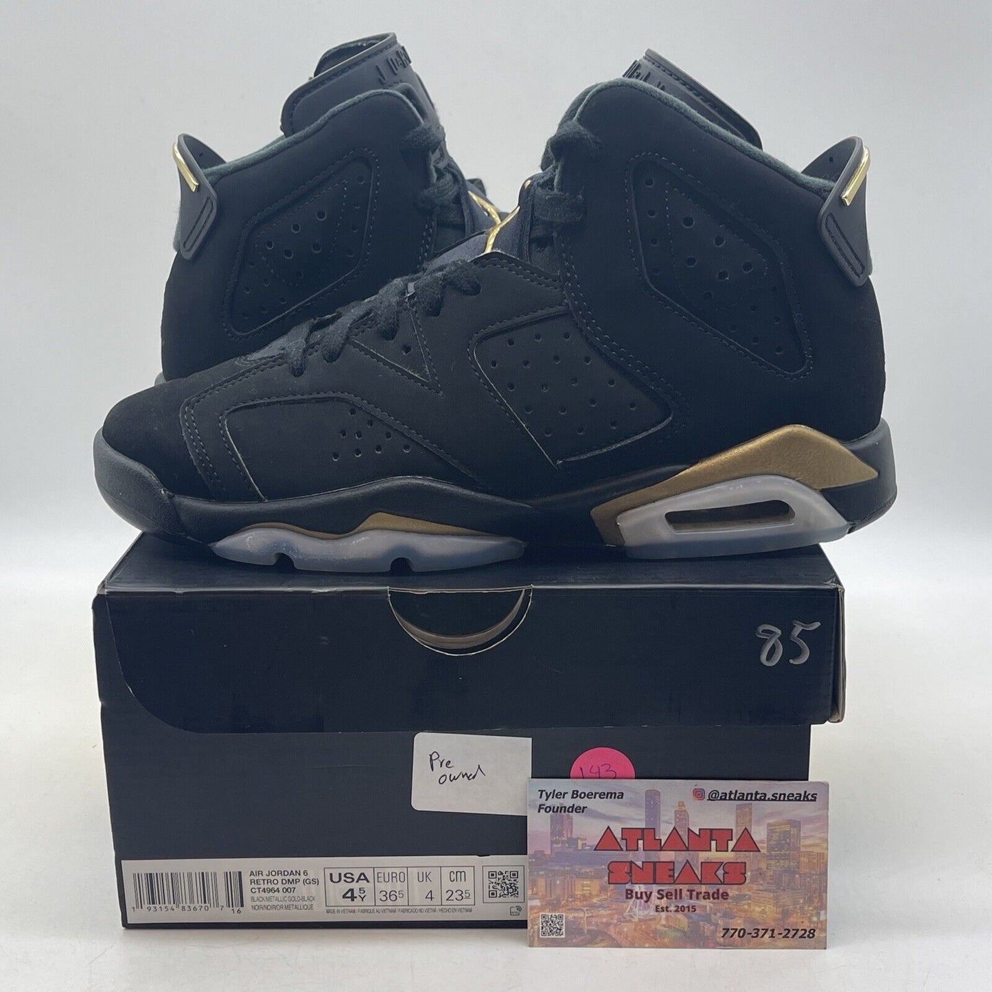 Size 4.5Y - Jordan 6 Retro Defining Moments 2020 Black Gold (CT4964-007)