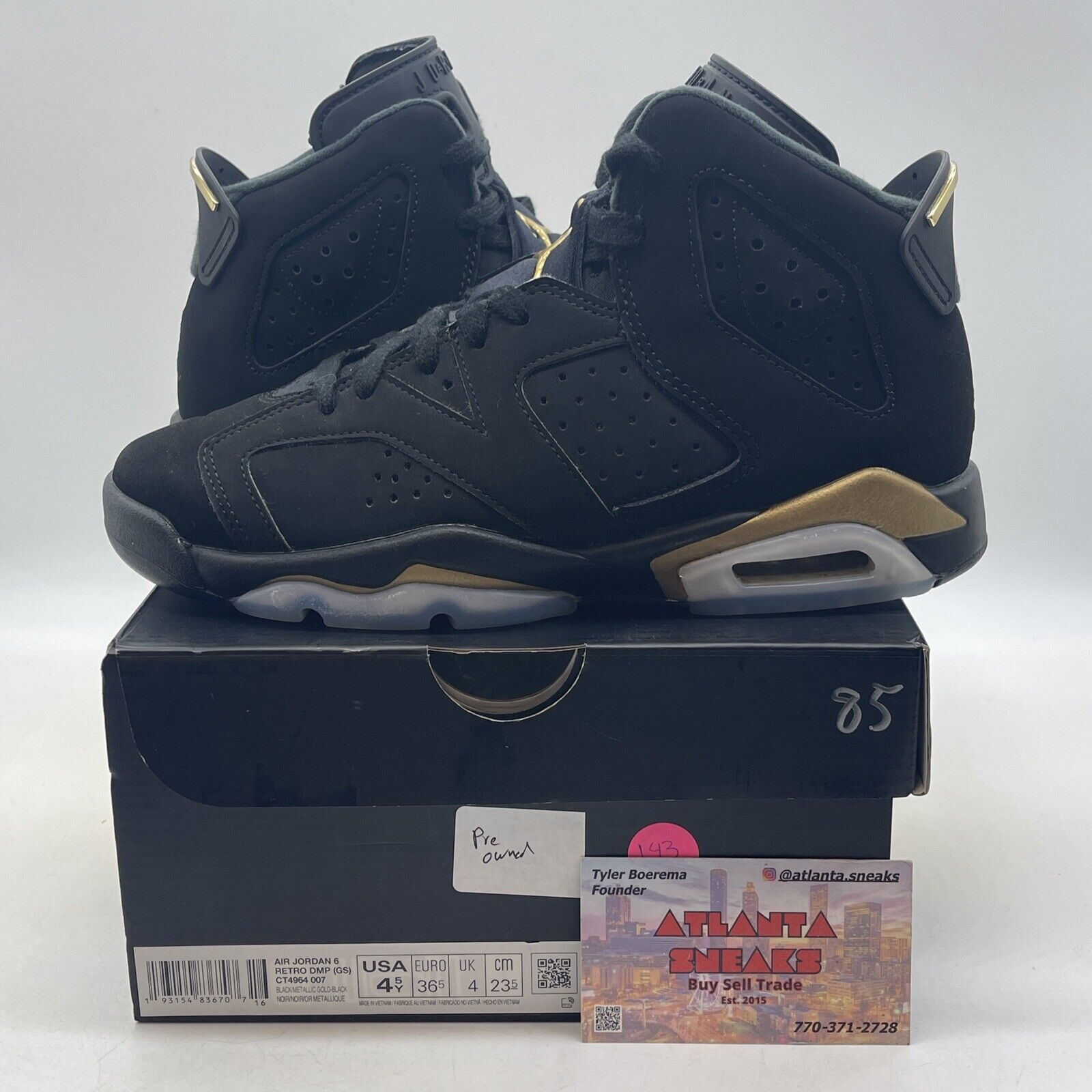 Size 4.5Y - Jordan 6 Retro Defining Moments 2020 Black Gold (CT4964-007)