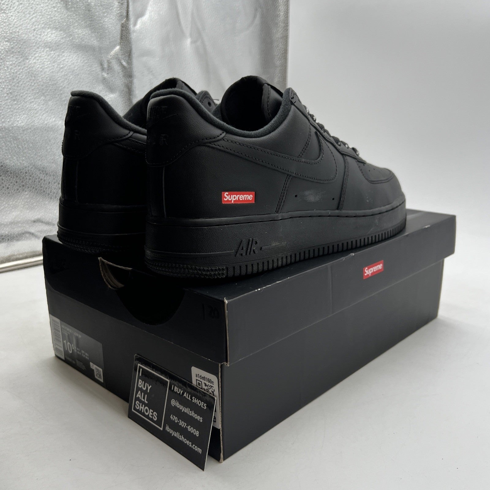 Size 10.5 - Nike Air Force 1 Low x Supreme Box Logo - Black (CU9225-001)