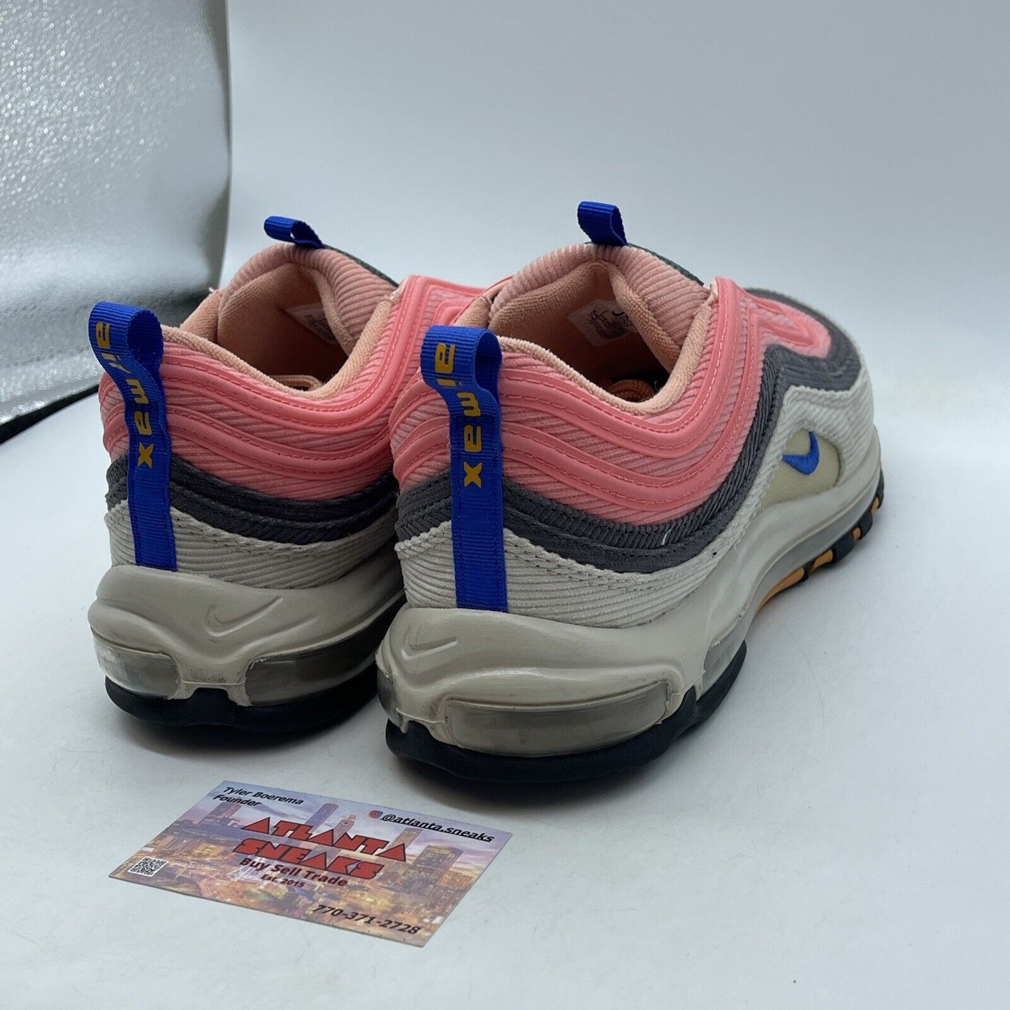 Size 12 - Nike Air Max 97 Corduroy Pack - Pink Grey Blue Suede (CQ7512-046)