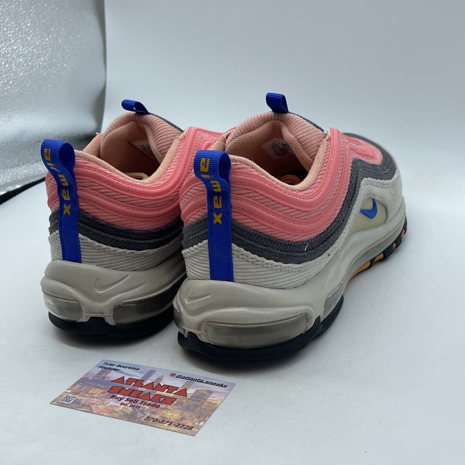 Size 12 - Nike Air Max 97 Corduroy Pack - Pink Grey Blue Suede (CQ7512-046)
