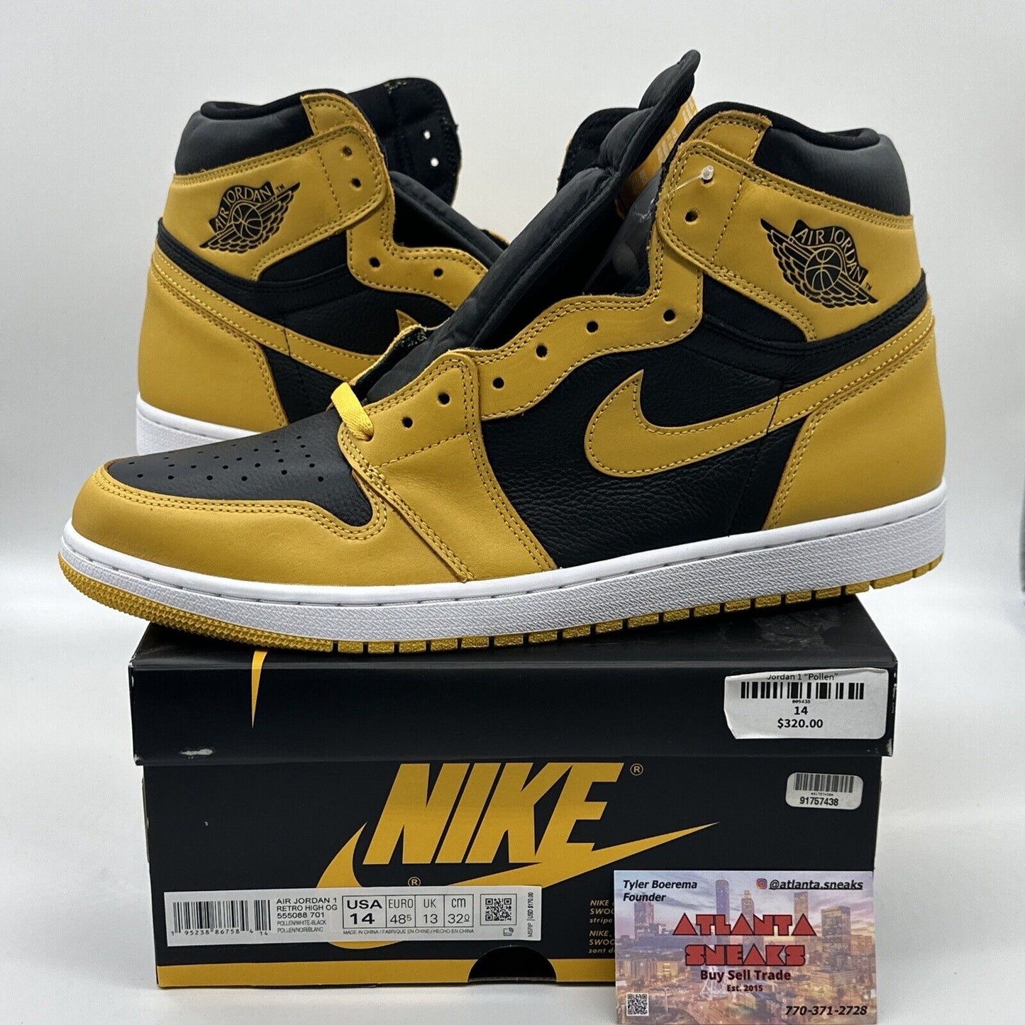 Size 14 - Jordan 1 Retro OG High Pollen Yellow Black Leather Rare Size OG All