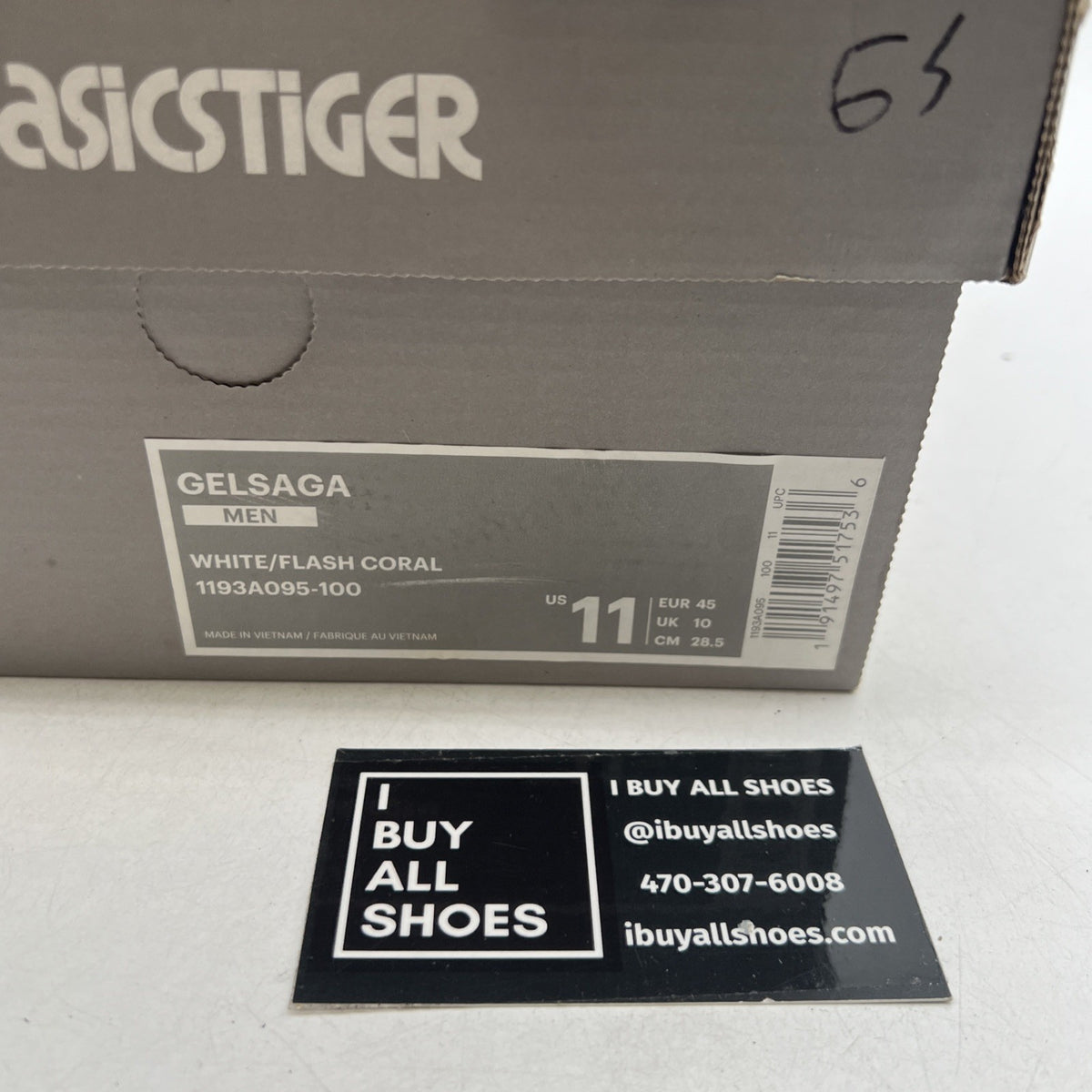Size 11 - ASICS Gel-Saga 'Black White Orange' (1193AO95-100)