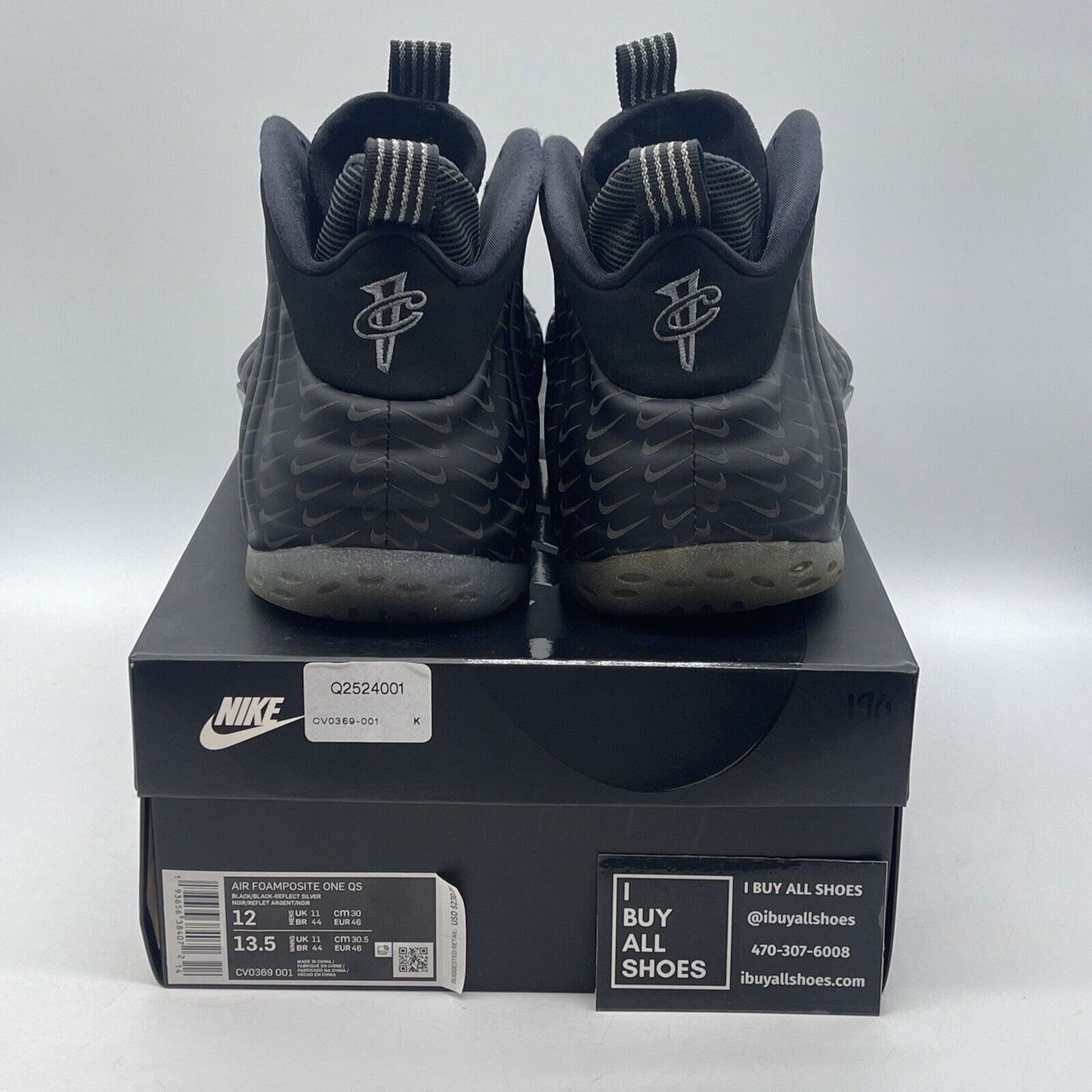 Size 12 - Nike Air Foamposite One Swoosh Black Suede Leather (CV0369-001)