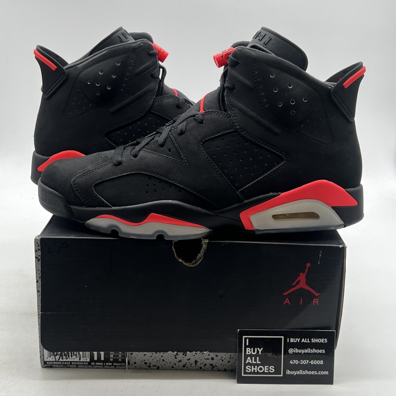 Size 11 - Air Jordan 6 Retro Infrared Black 2014 (384664-023)