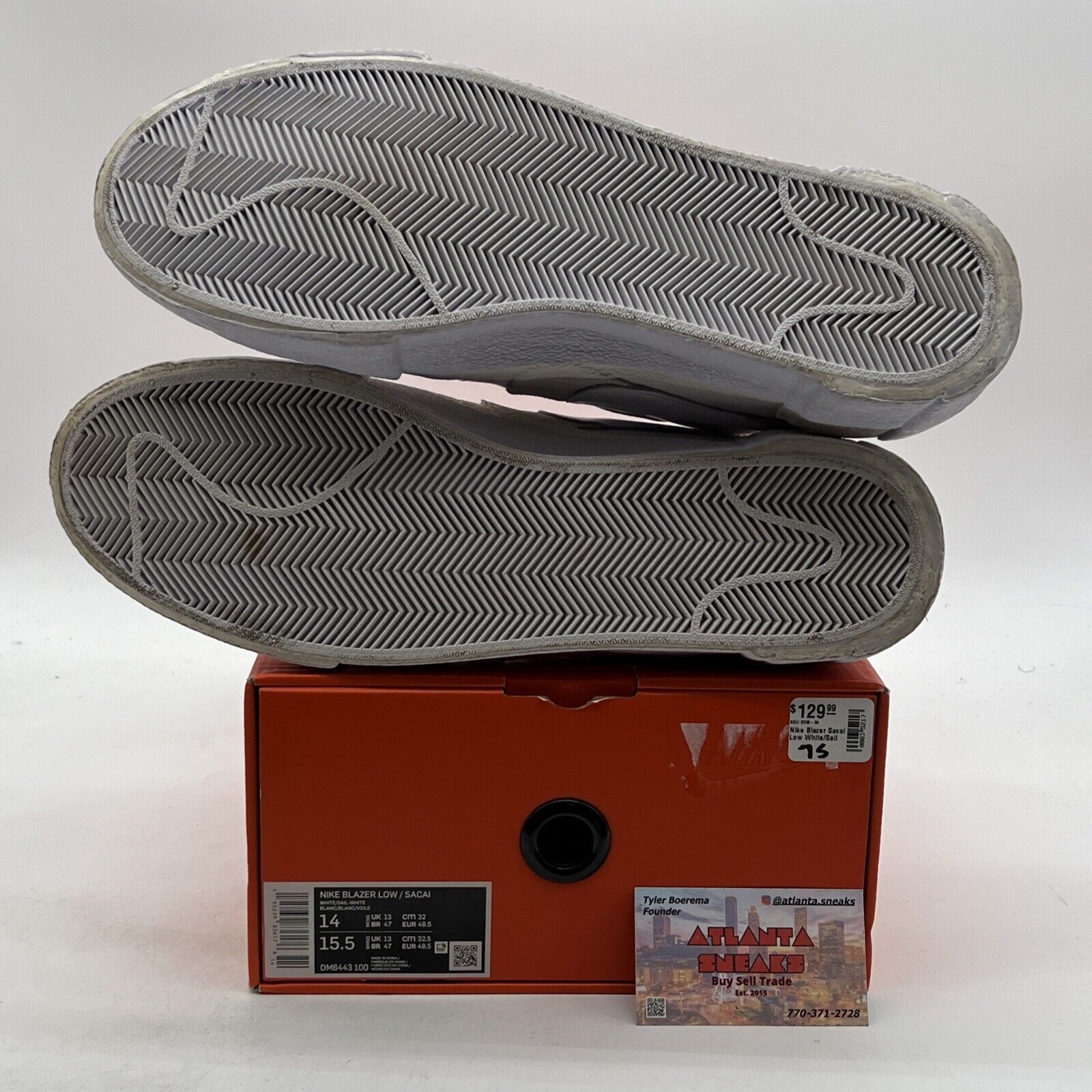 Size 14 - Nike sacai x Blazer Low White Patent (DM6443-100)