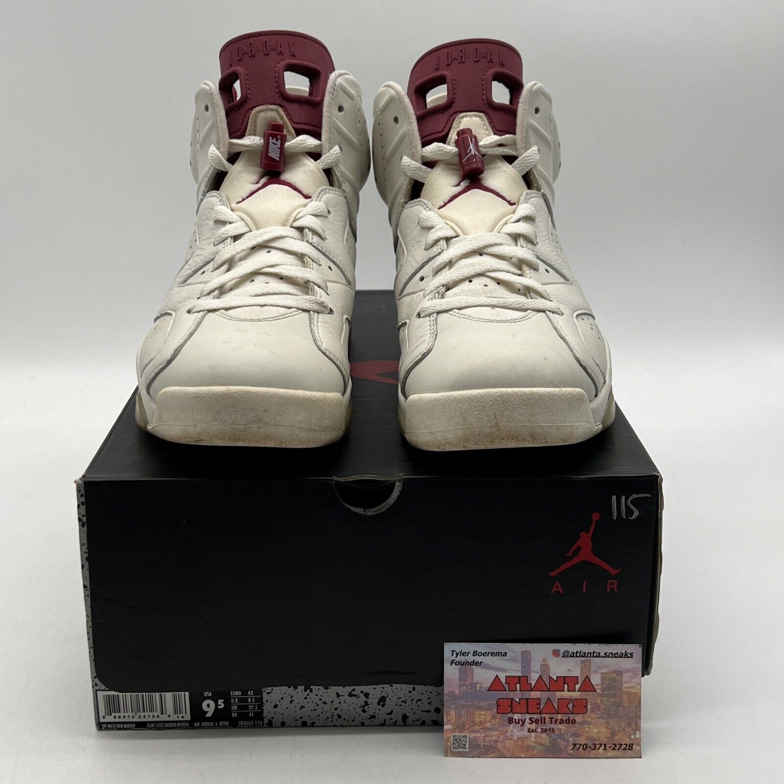 Size 9.5 - Air Jordan 6 Retro 2015 Maroon White Leather (384664-116)