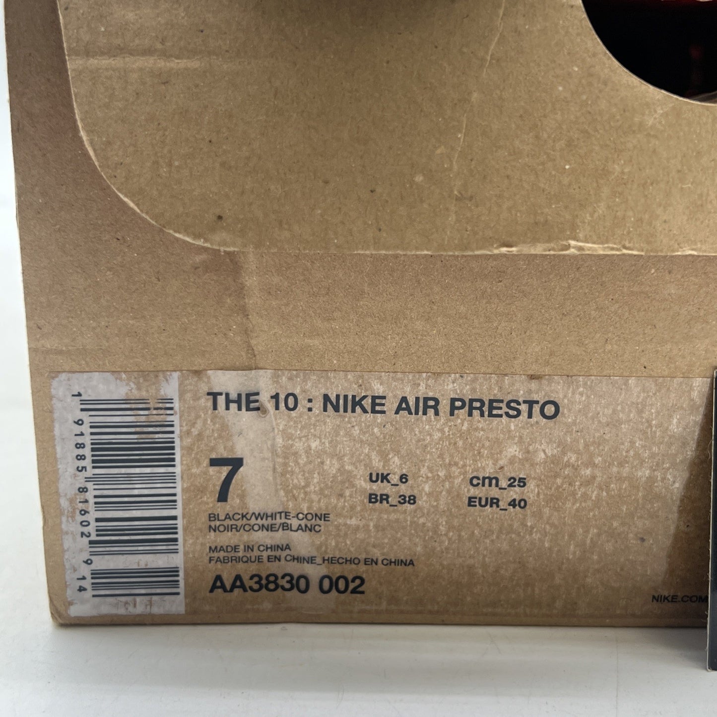 Size 7 - Nike Air Presto x Off-White Low Black (AA3830-002)