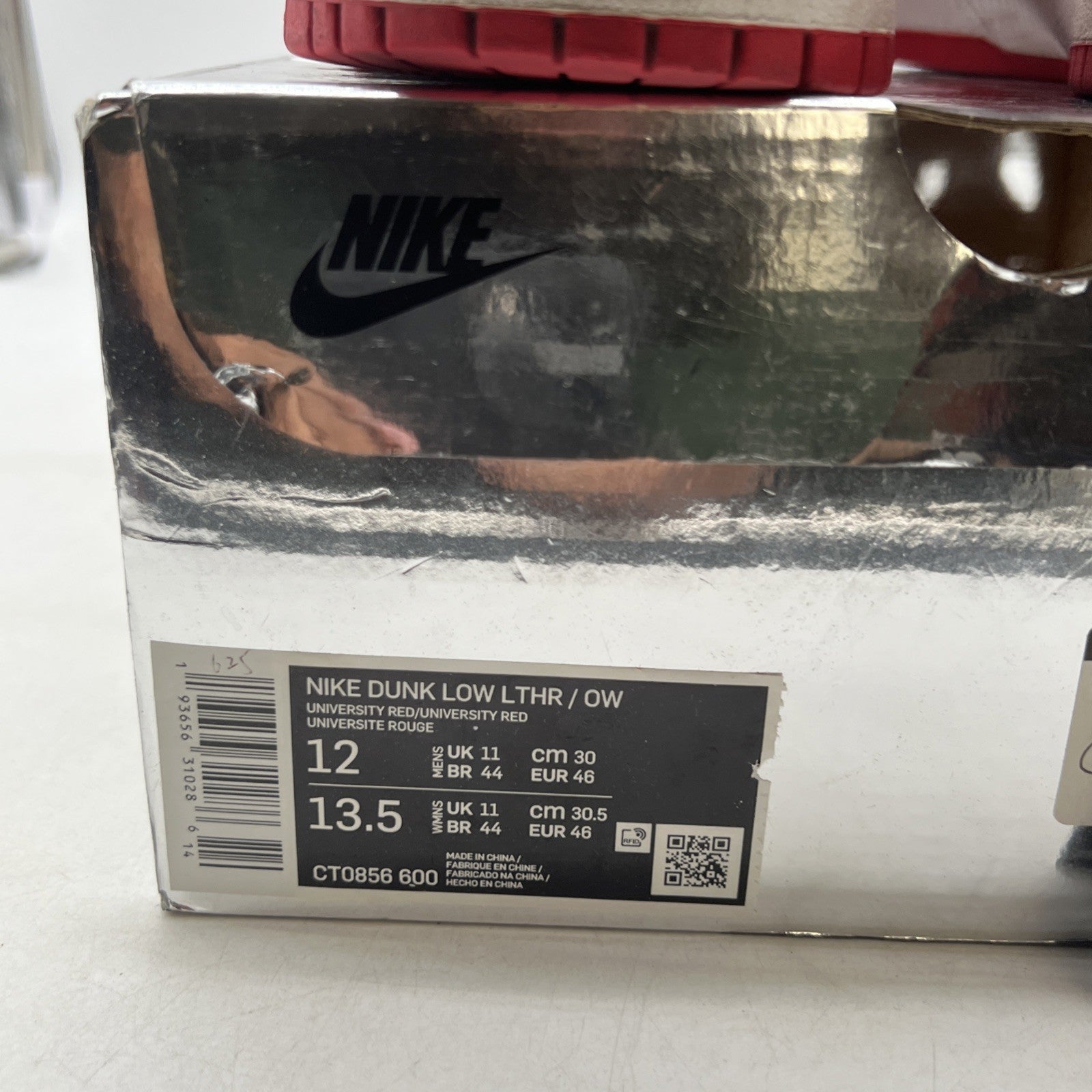 Size 12 - Nike Dunk Low x OFF-WHITE University Red 2019 (CT0856-600)
