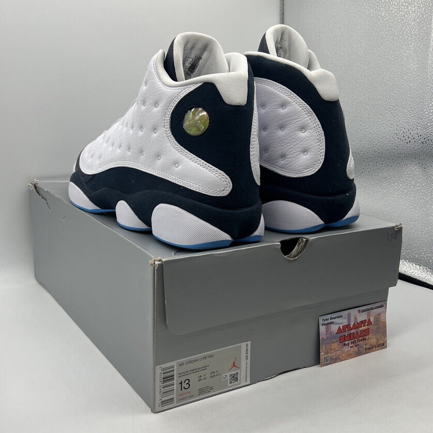 Size 13 - Jordan 13 Retro Obsidian White Navy Blue Leather (414571-144)