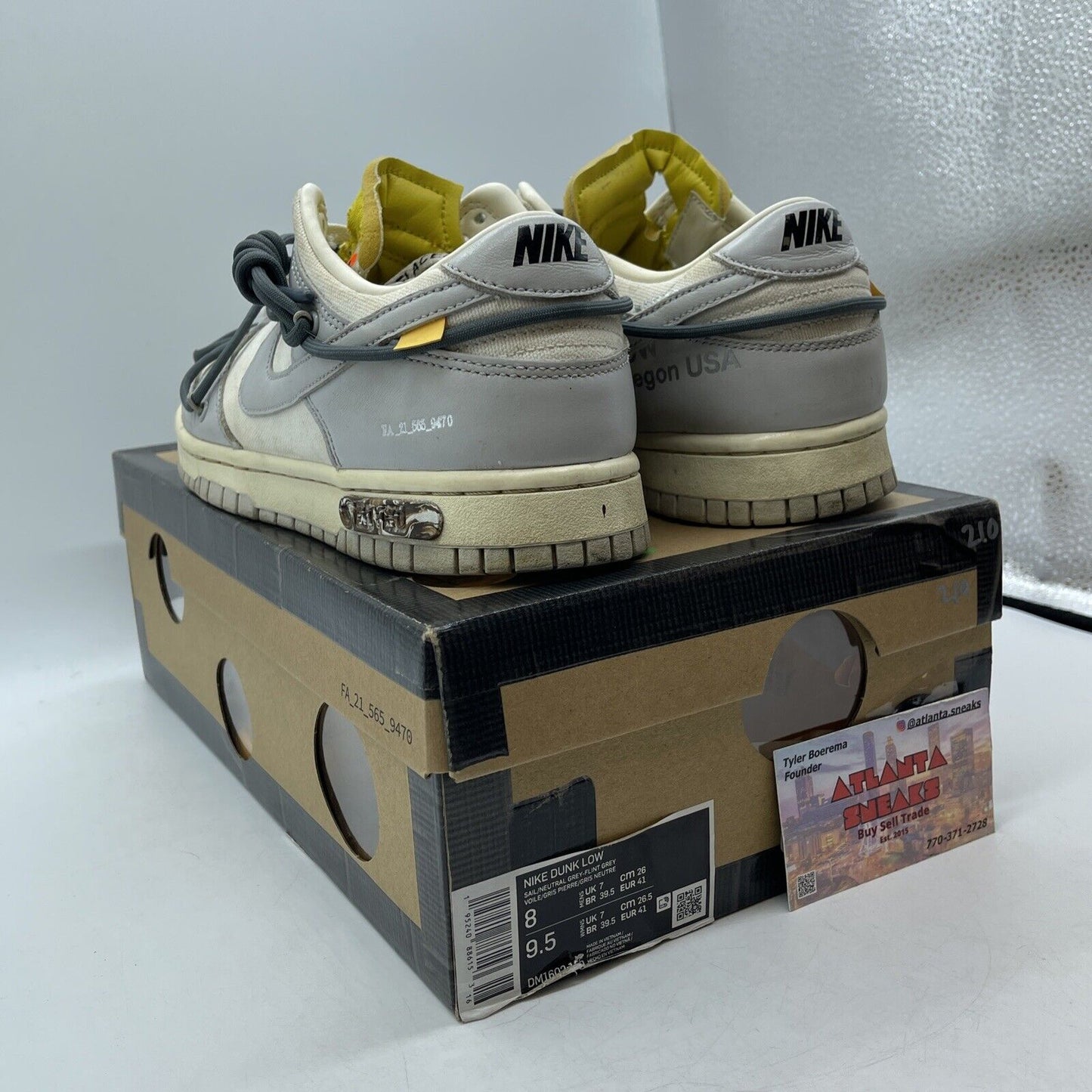 Size 8 - Nike Off-White x Dunk Low Lot 41 of 50 Grey White Suede (DM1602-105)