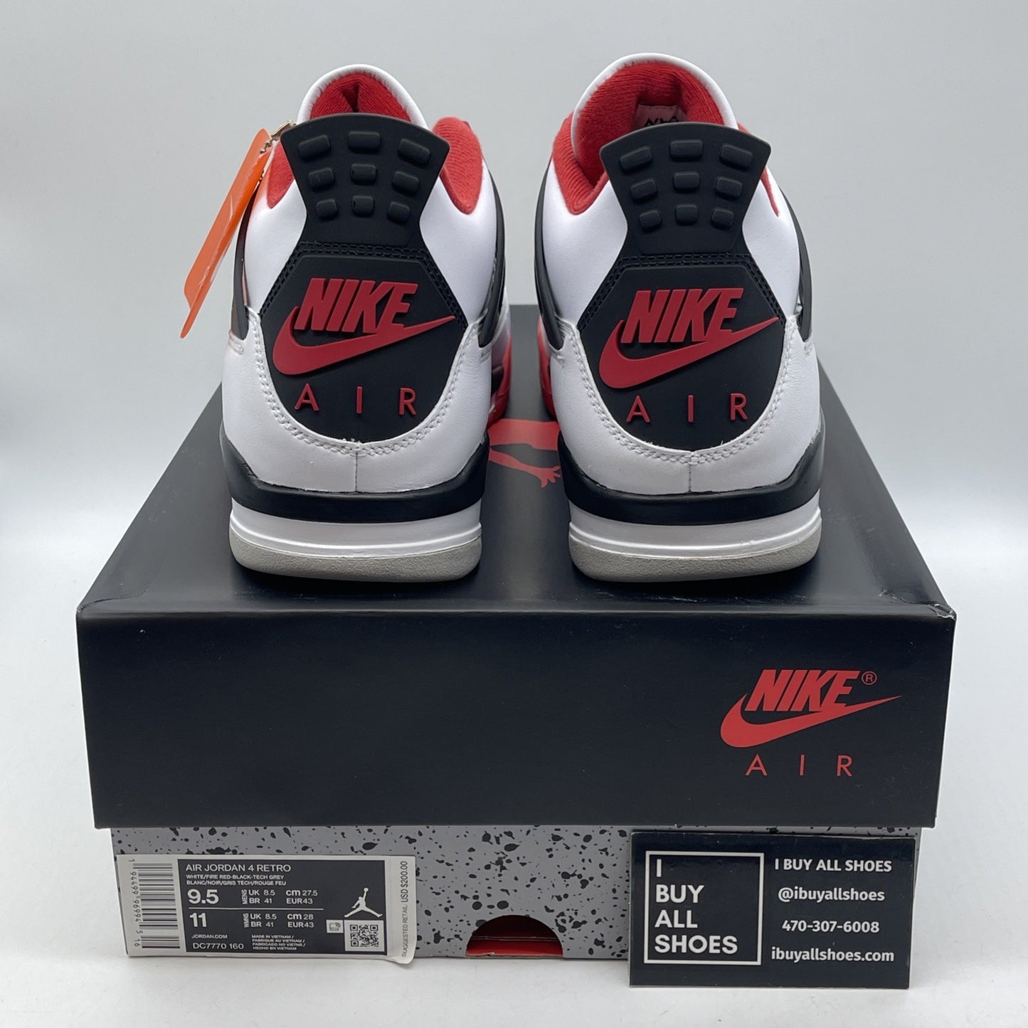 Size 9.5 - Jordan 4 Retro OG Mid Fire Red White Black Leather (DC7770-160)